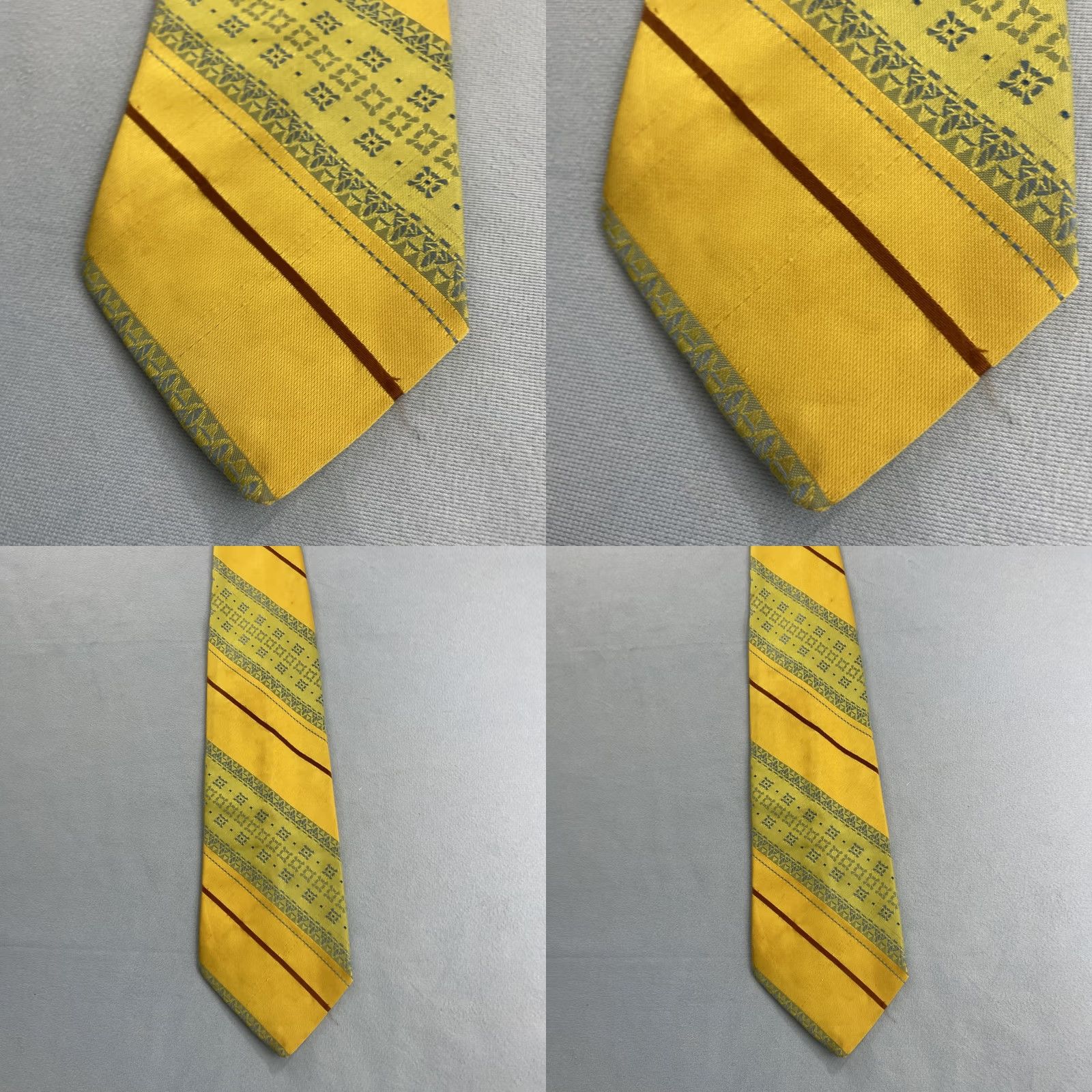 Vintage VTG Trevira Cornel Swing Tie Southwest Rockabilly Stripe Yellow Green 4x57 Capsule Necktie Mens Size ONE SIZE - 9 Thumbnail