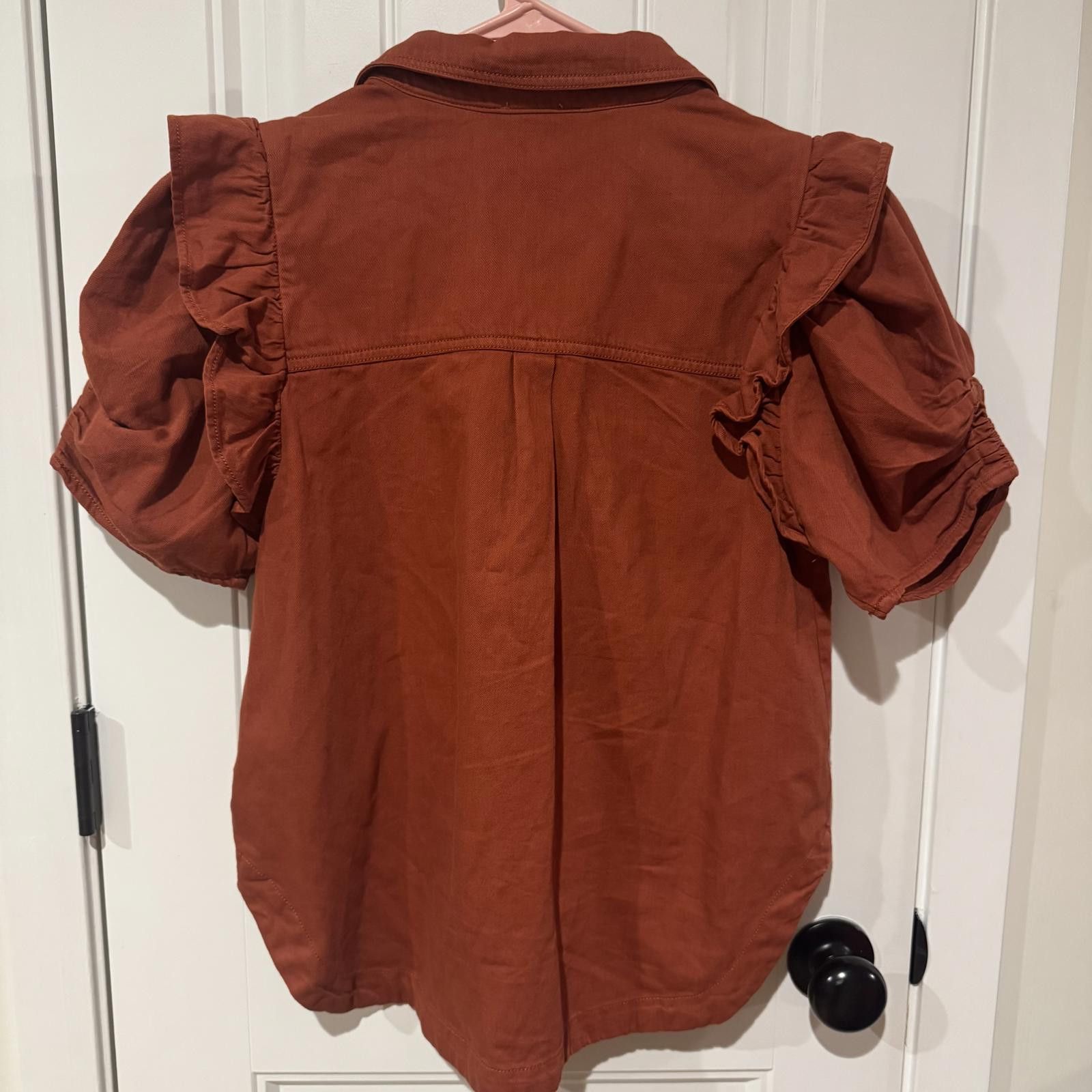 Other Pilcro Rust Orange Puff Sleeve Button-Up Shirt Medium Size M / US 6-8 / IT 42-44 - 3 Thumbnail