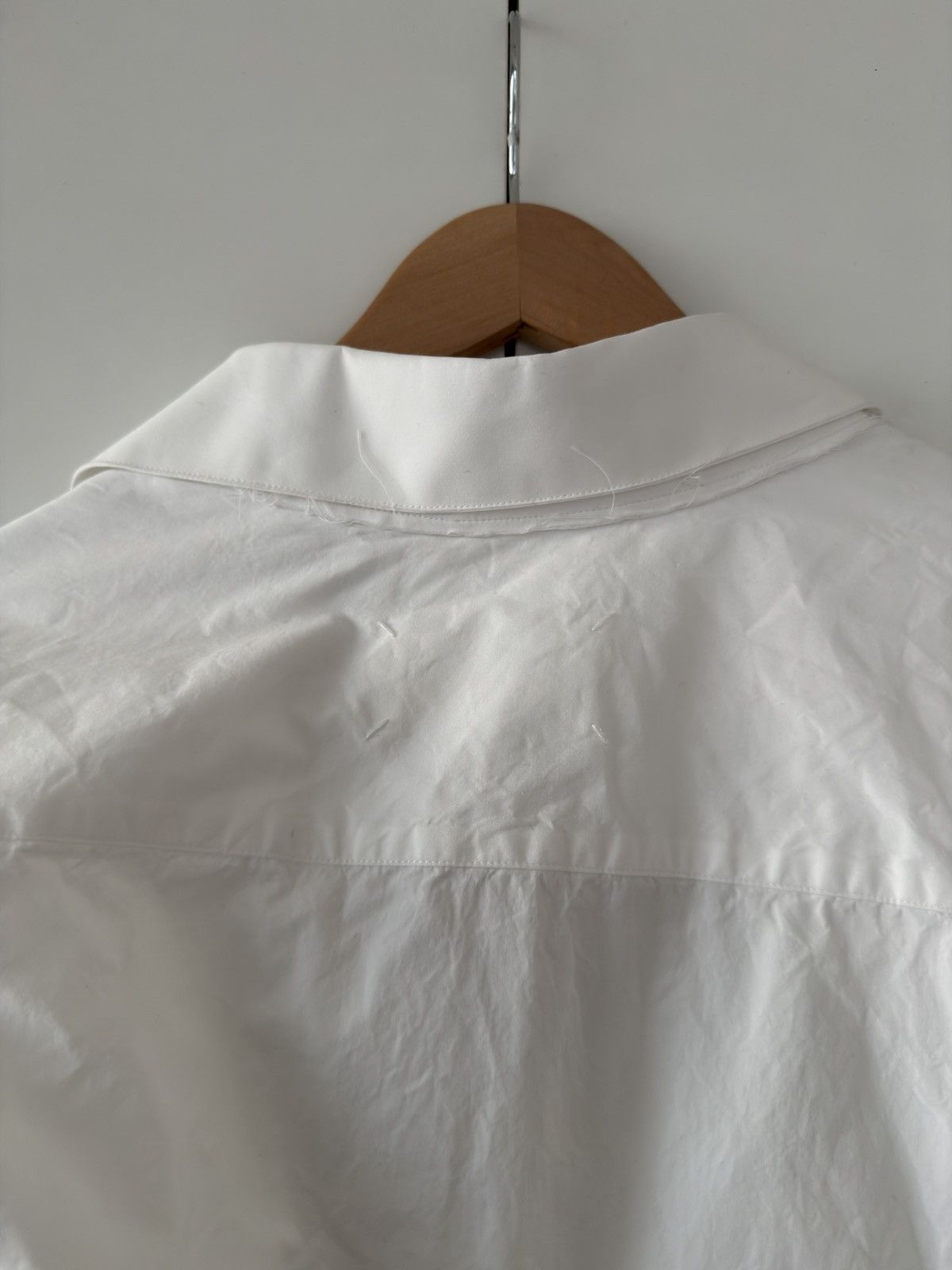 Maison Margiela BNWT Blank Label Oversized Frayed Pleated Shirt White 50 Size US L / EU 52-54 / 3 - 9 Thumbnail