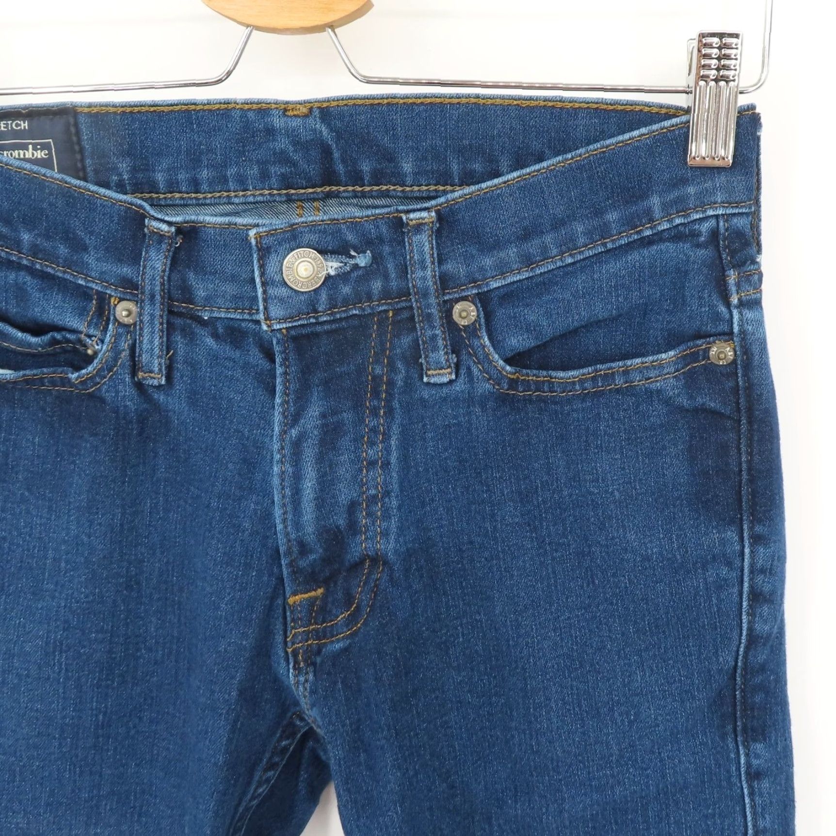 Abercrombie & Fitch Abercrombie & Fitch Langdon Skinny Jeans Mens 26W 30L Denim Blue Stretch 5-Pocket Regular Inseam 30" Size US 26 / EU 42 - 3 Thumbnail