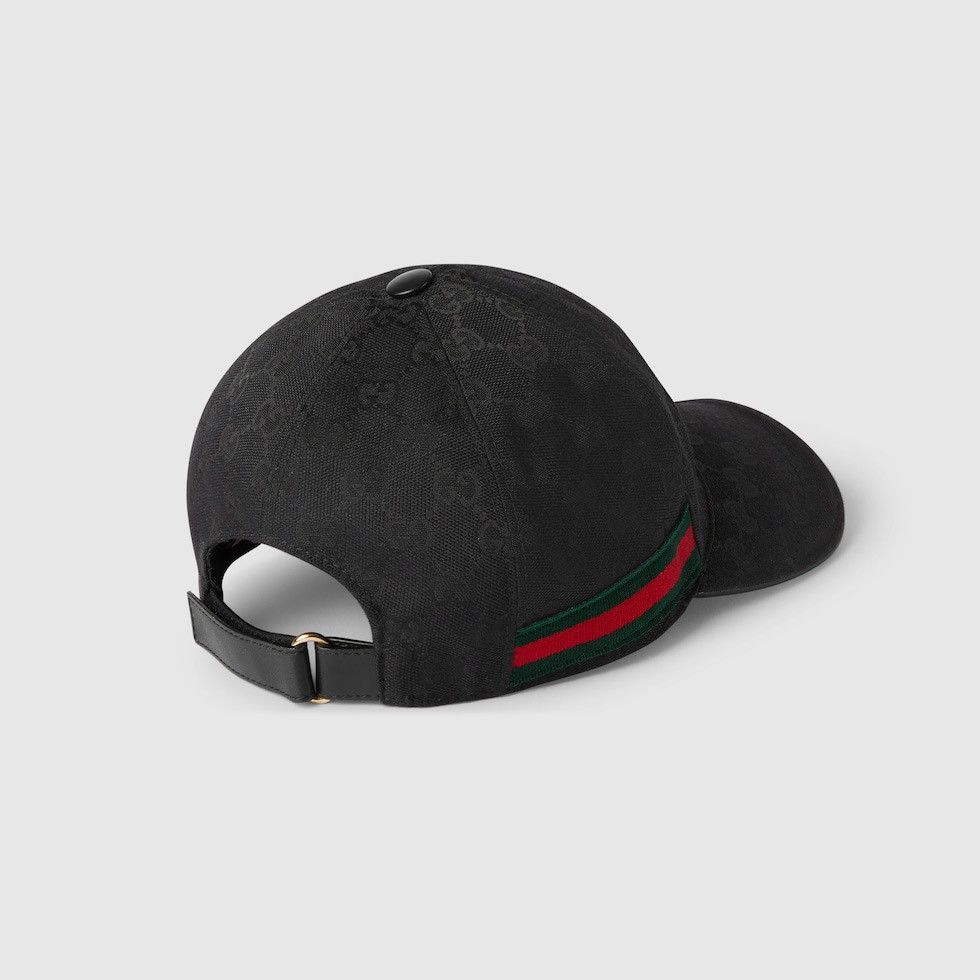 Gucci Gucci GG Black Monogram Baseball Cap with Web Stripe Hat Size ONE SIZE - 13 Thumbnail