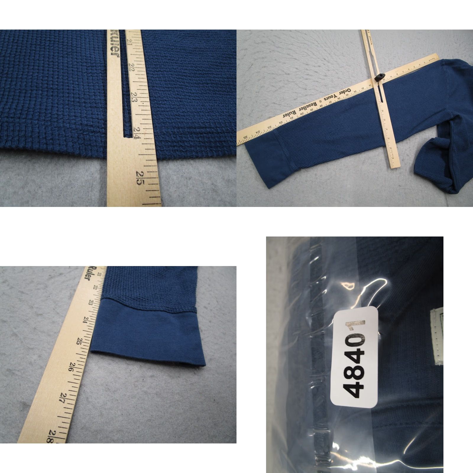 Tecovas Tecovas Mens Shirt Large Blue Pima Cotton Waffle Long Sleeve Henley Workwear Size US L / EU 52-54 / 3 - 8 Thumbnail