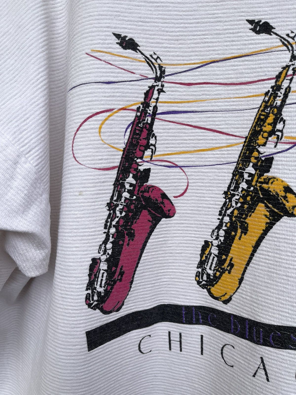 Band Tees The BLUES Chicago Saxofone Jazz Band Vintage T-shirt Size US XL / EU 56 / 4 - 6 Thumbnail