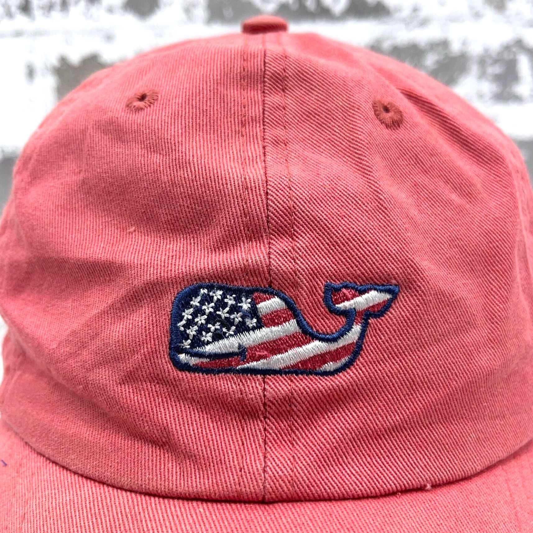 Vineyard Vines VINEYARD VINES Baseball Cap Hat Men Pink USA Flag Whale Logo Twill Adjustable Sport Casual Size ONE SIZE - 3 Thumbnail