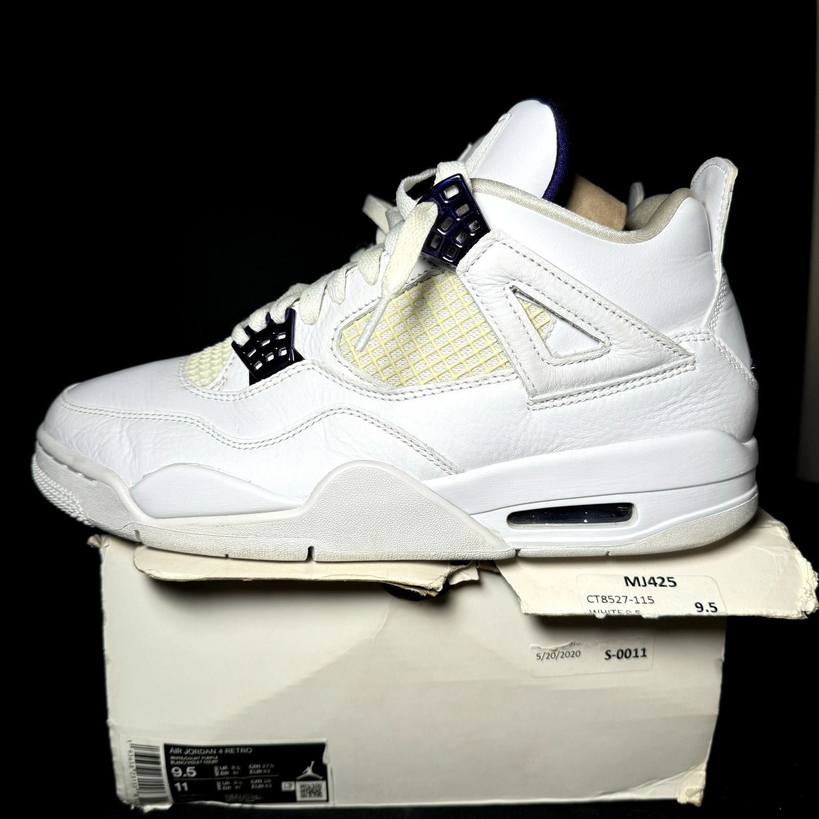 Jordan Brand × Nike Size 9.5 - Air Jordan 4 Retro Purple Metallic Men's Shoes Size US 9.5 / EU 42-43 - 10 Thumbnail