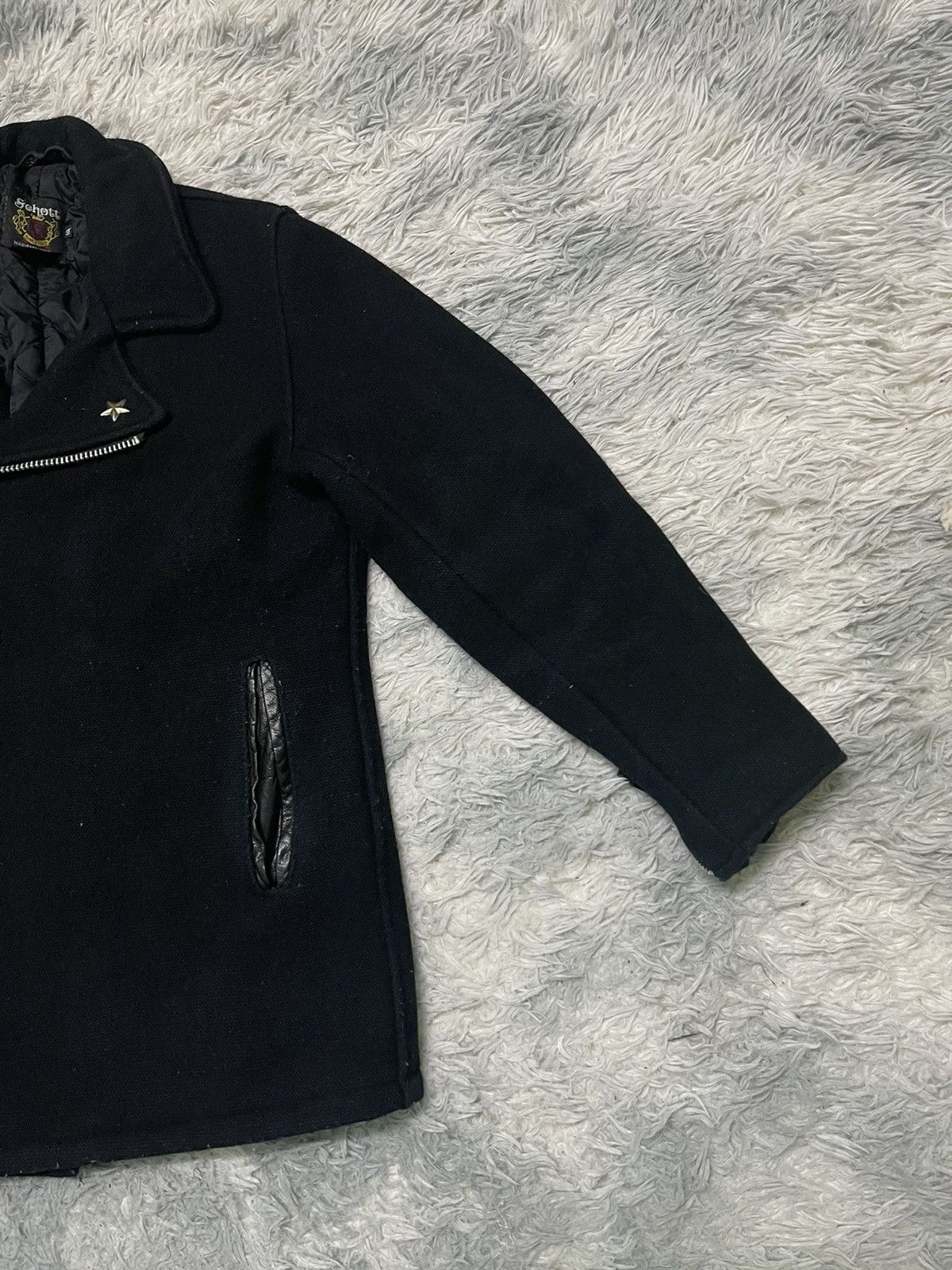 Schott 90s SCHOTT NYC DOUBLE COLLAR JACKET WOOL AND LEATHER Size US S / EU 44-46 / 1 - 5 Thumbnail
