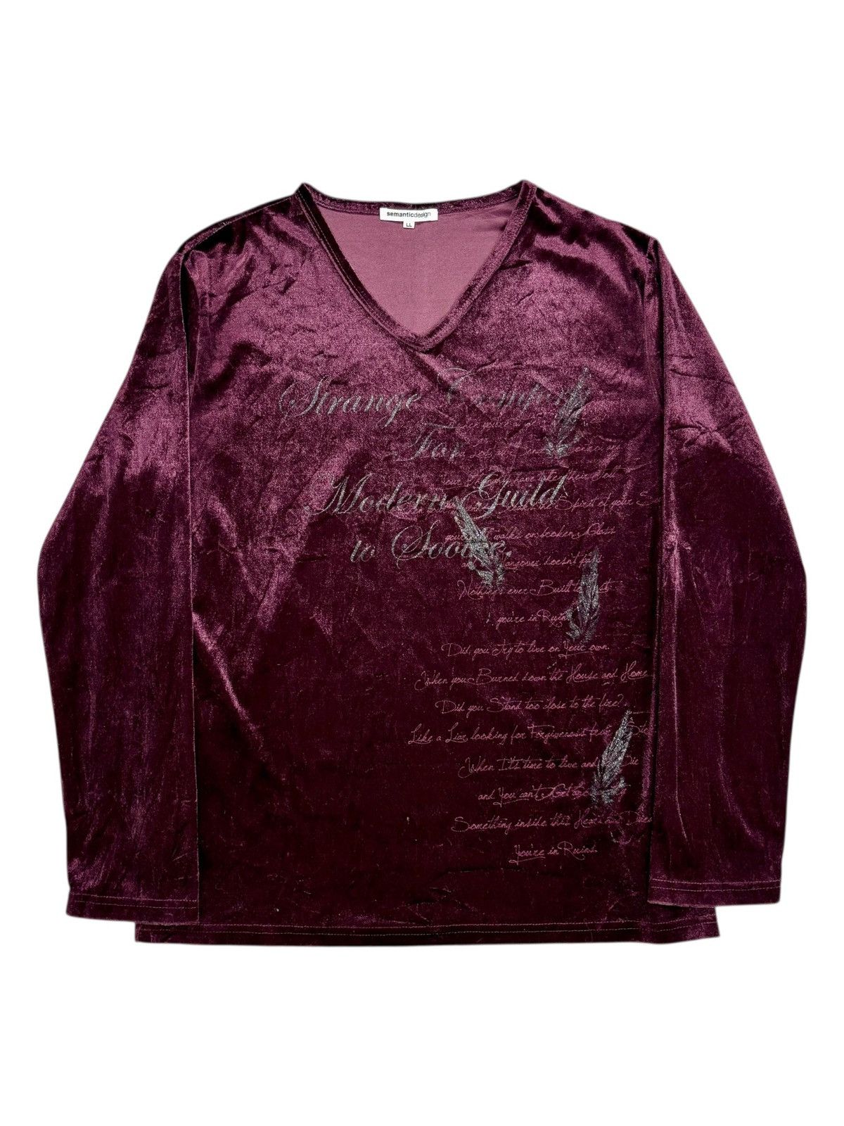 BUFFALO BOBS 2000s Semantic Design - Velvet Poem V Neck Longsleeve Size US M / EU 48-50 / 2 - 1 Thumbnail
