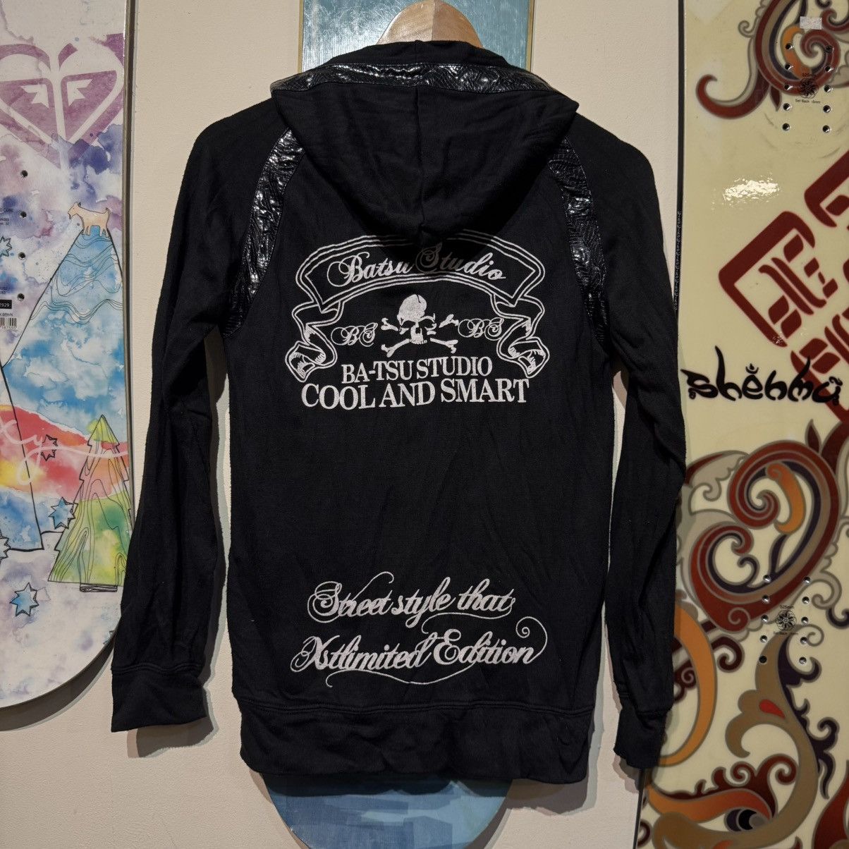 Japanese Brand Vintage BA-TSU STUDIO Japan Punk Hoodie - Skull Crossbones Size US XS / EU 42 / 0 - 2 Thumbnail