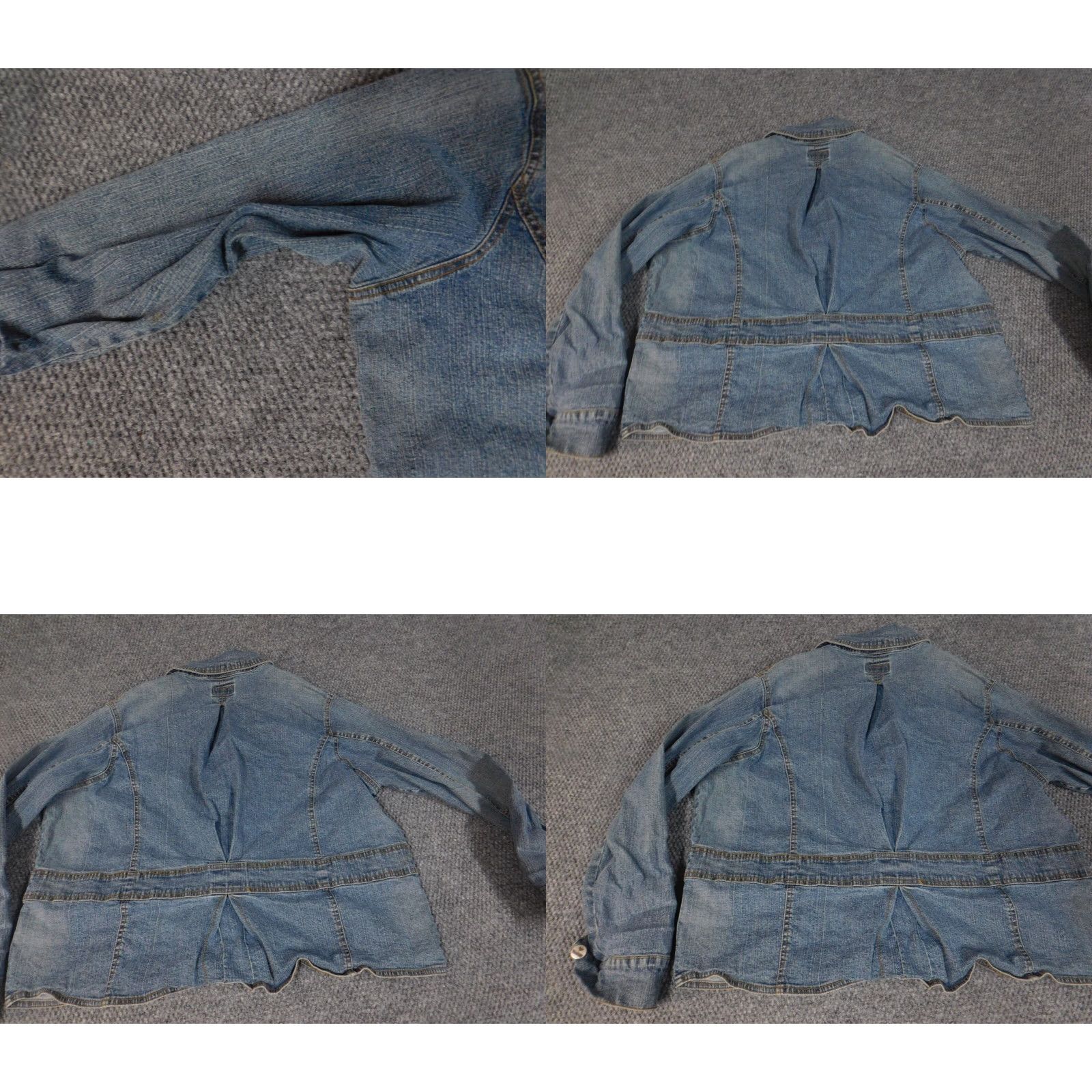 Denime Rodeo Jacket Womens 10 Blue Denim Button Long Sleeve Collared Embroidered Casual Basic Solid Mid-Length Jacket Coat Womens Size 32" / US 10 / IT 46 - 8 Thumbnail