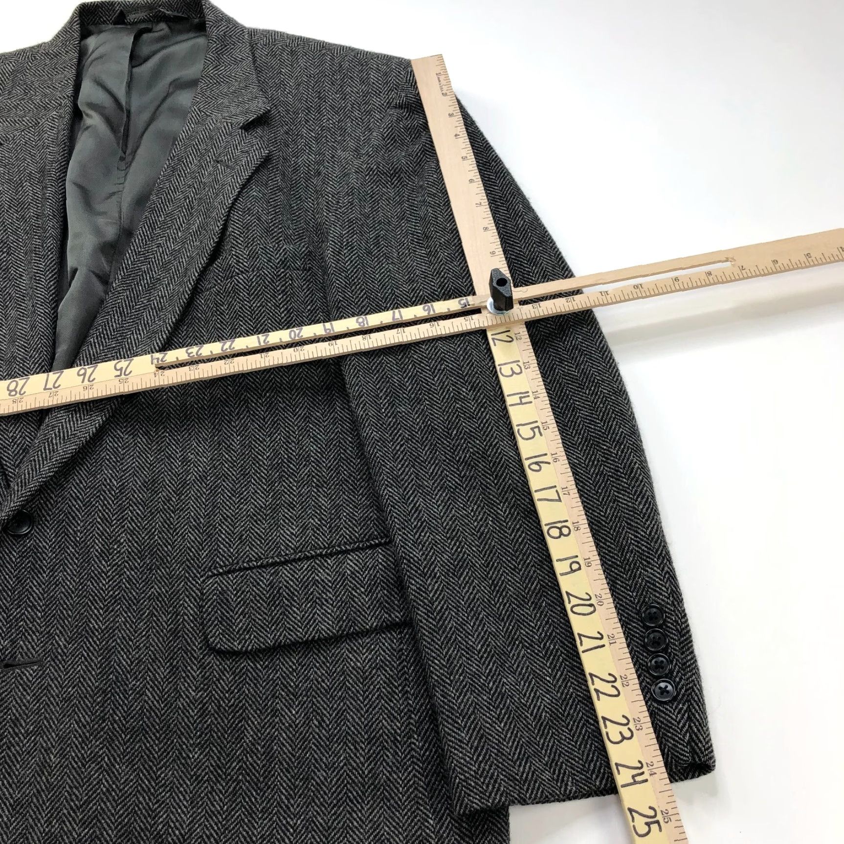 Lands' End Lands' End Lambswool Herringbone 46 R Sport Coat Jacket Black Gray S Size US S / EU 44-46 / 1 - 6 Thumbnail