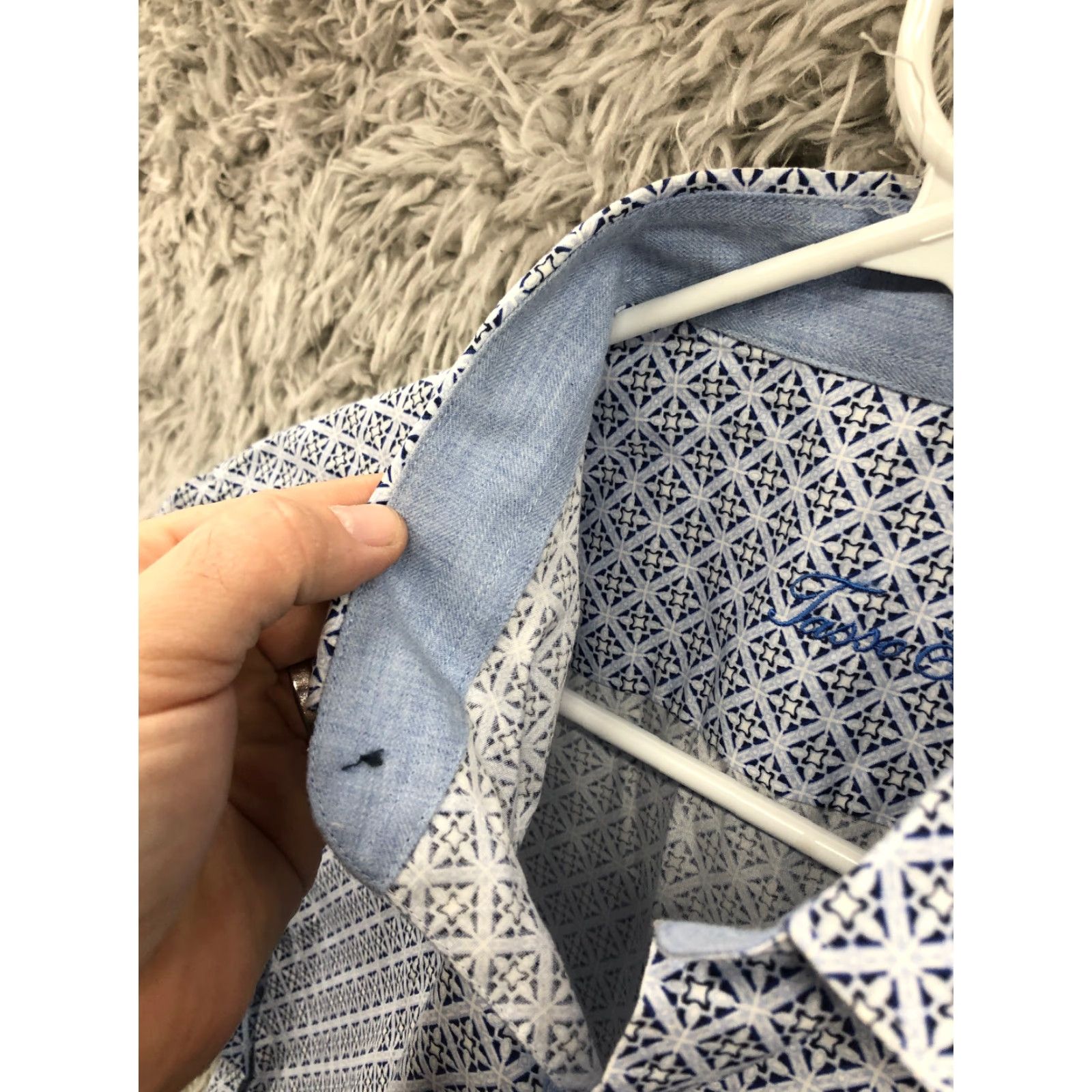 Tasso Elba Tasso Elba Shirt Mens Blue Paisley Short Sleeve Button-Up Size US M / EU 48-50 / 2 - 7 Thumbnail