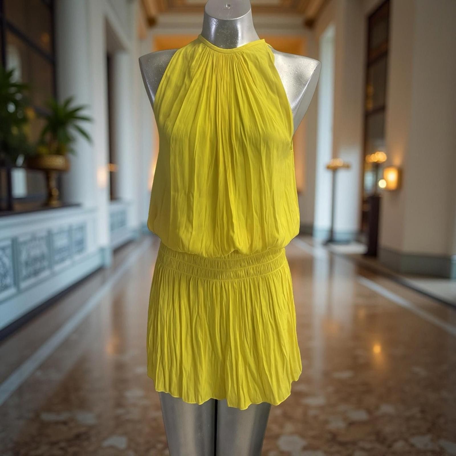 Ramy Brook Yellow Paris Sleeves Dress XS NWT