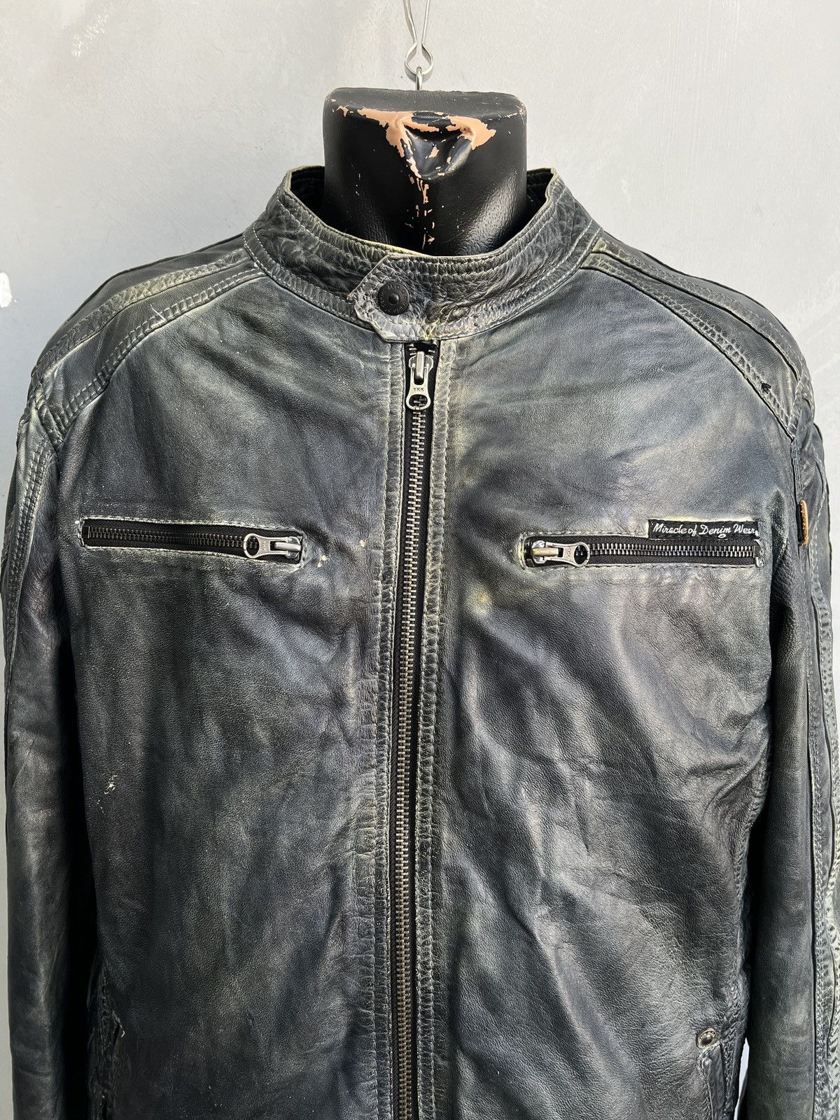 14th Addiction Washed leather racing zipper 14th addiction style jacket Size US XL / EU 56 / 4 - 2 Thumbnail