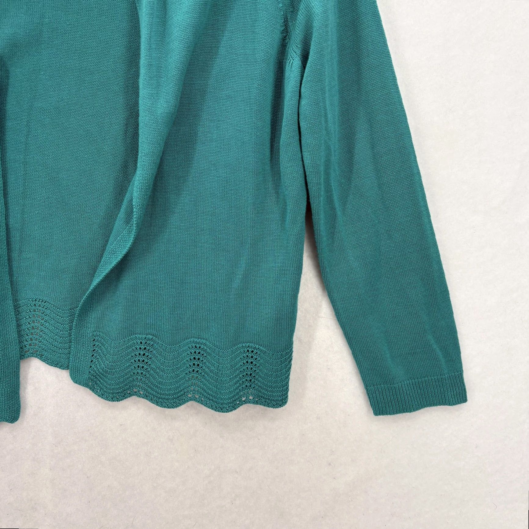 Loft LOFT Cardigan Sweater Womens Small Green Open Front Scallop Hem Lightweight NWT Size S / US 4 / IT 40 - 3 Thumbnail