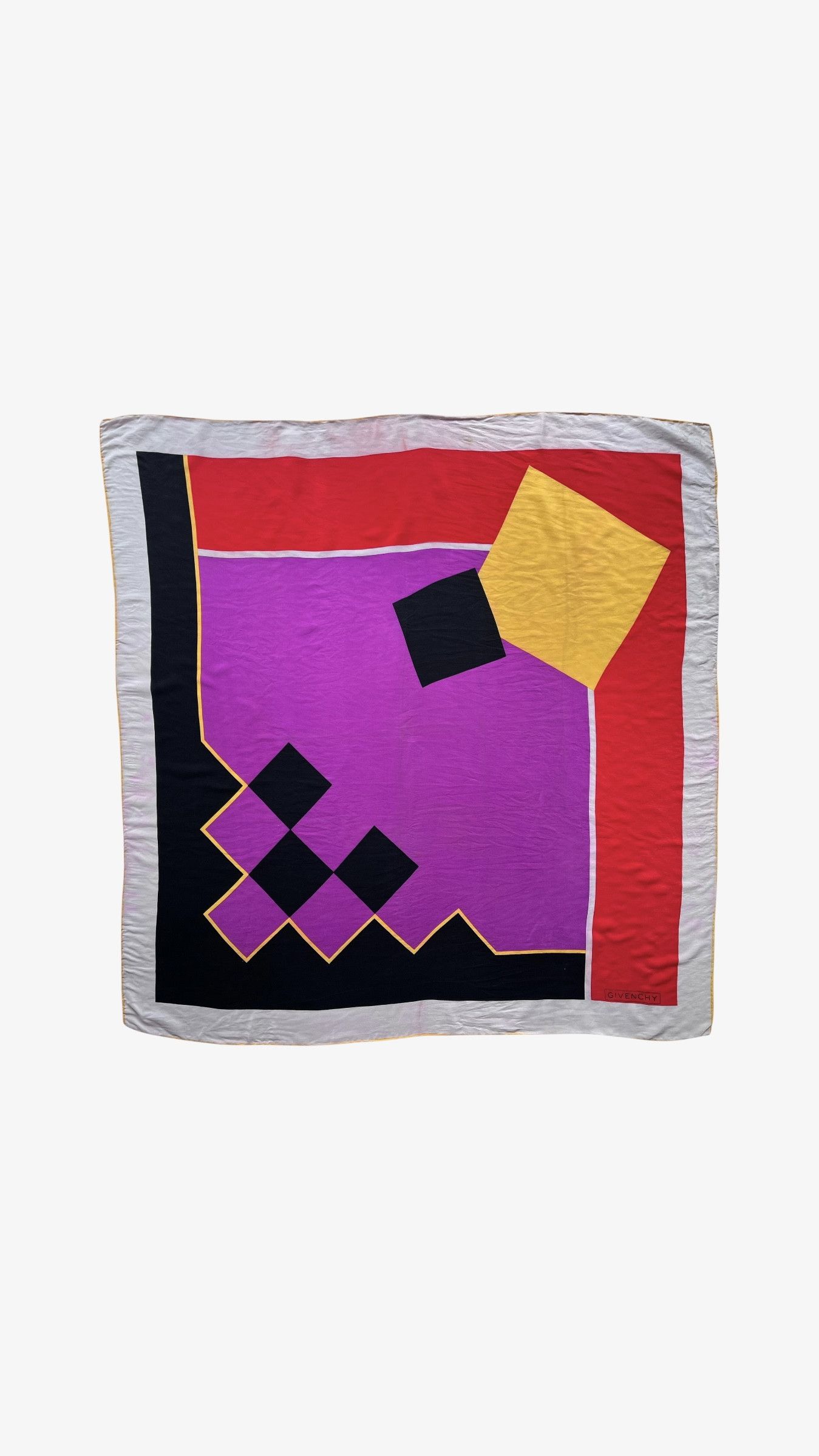 Givenchy Vintage 80s Givenchy Geometric Abstract Print Silk Scarf Size ONE SIZE - 1 Thumbnail