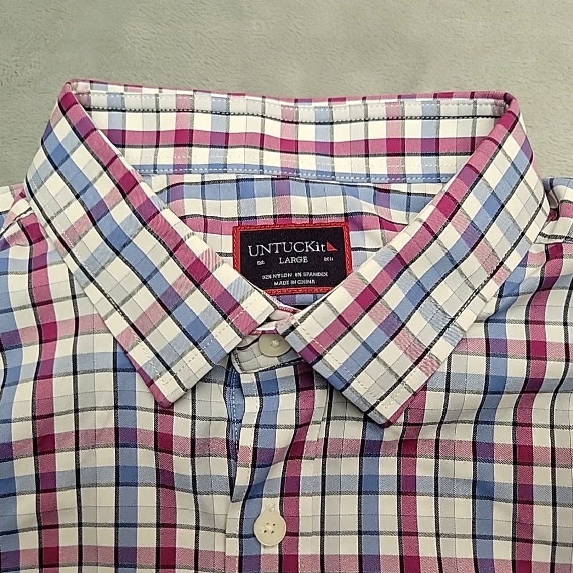 UNTUCKit UNTUCKit Shirt Mens L Multi Color Plaid Nylon Performance Stretch Blend Casual Shirt Size US L / EU 52-54 / 3 - 2 Thumbnail