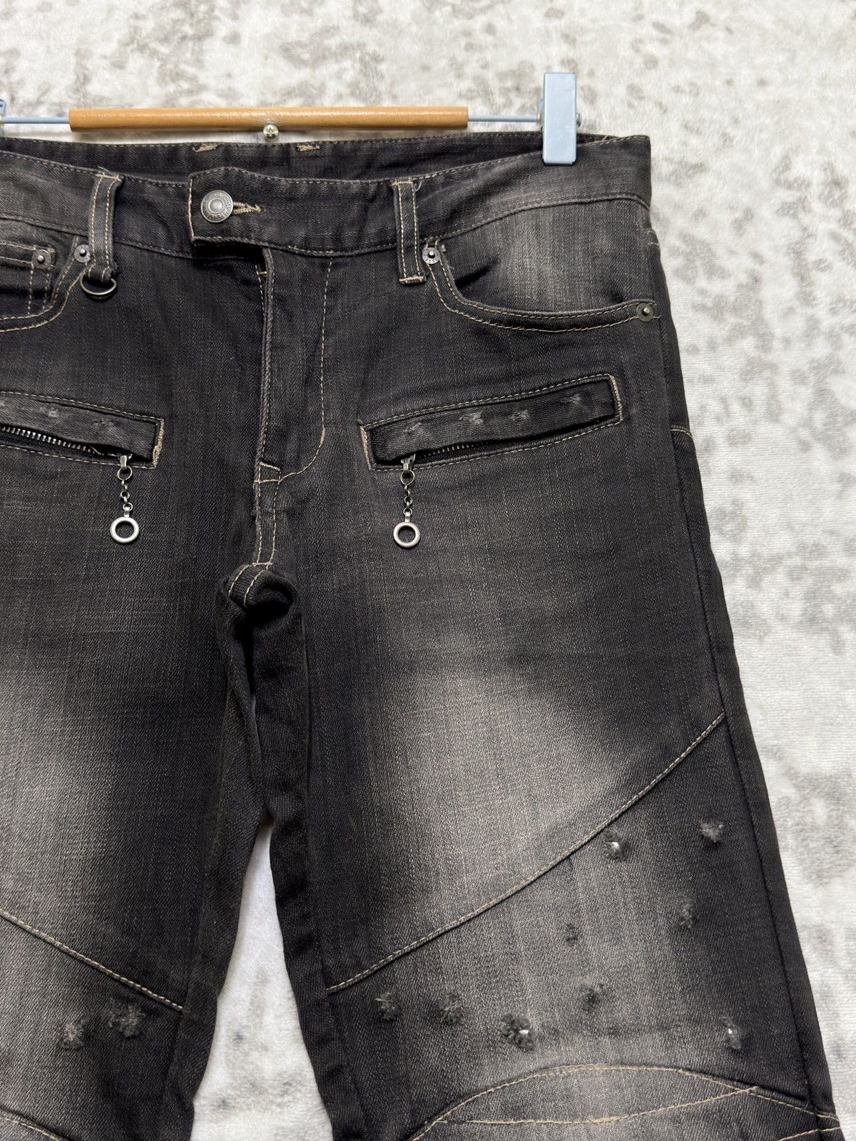 PPFM PPFM Distressed Biker Jeans Y2K Archive Multi Zip Moto Denim Size US 30 / EU 46 - 5 Thumbnail