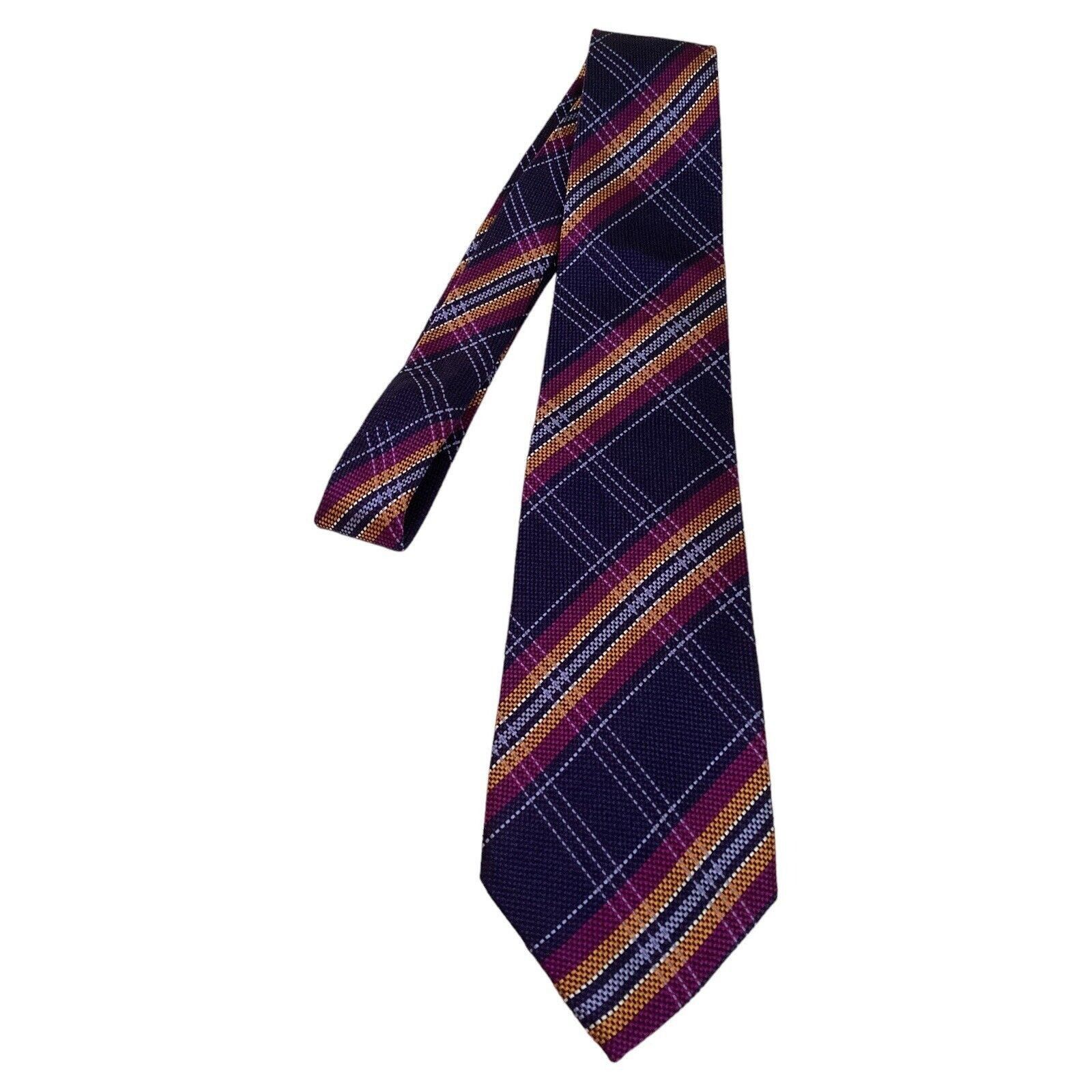 Altea ALTEA Purple PLaids & Cheks Silk Tie Hand Made In Italy W: 3 Size ONE SIZE - 6 Thumbnail