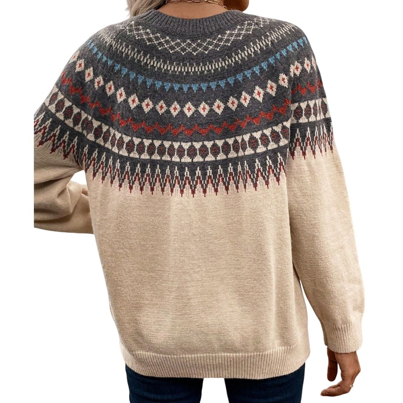 Shein Woman's Geo Pattern Raglan Sleeve Sweater in Multi, Size S Size S / US 4 / IT 40 - 2 Thumbnail