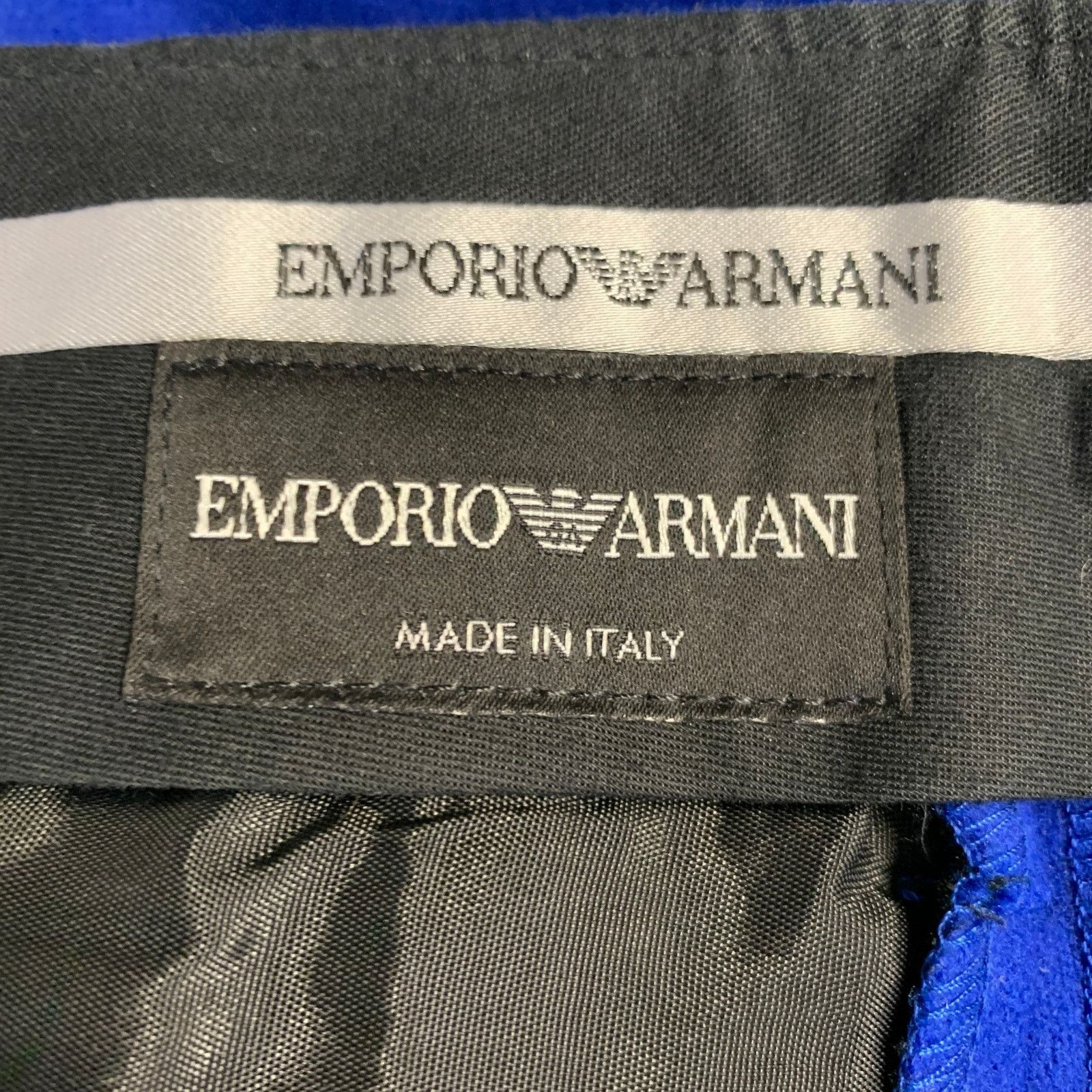 Emporio Armani Size 30 Royal Blue Wool Blend Tapered Dress Pants Size US 30 / EU 46 - 7 Thumbnail