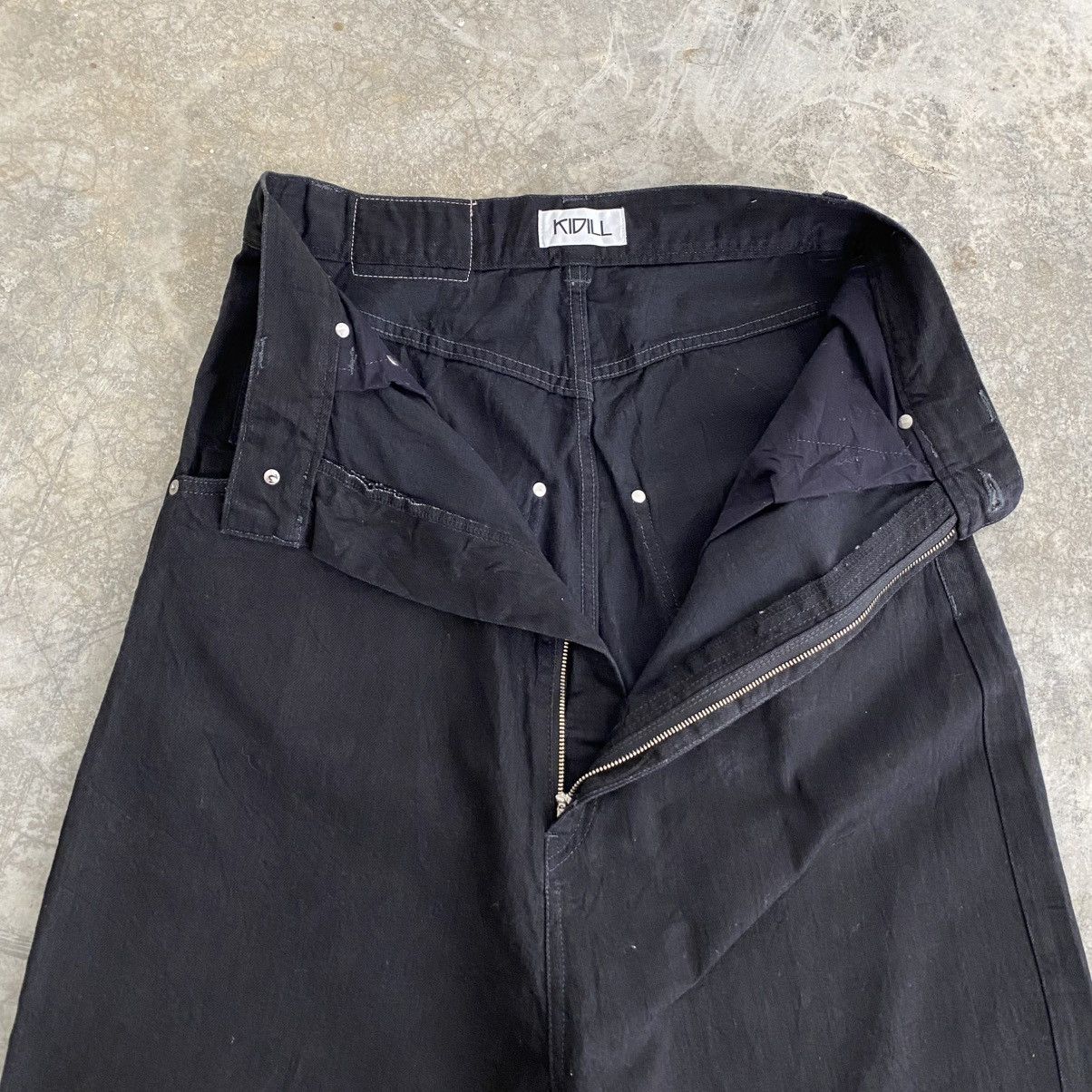 KIDILL KIDILL KL132 Black Drop Crotch Wide Cropped Denim Jeans Size US 30 / EU 46 - 2 Thumbnail