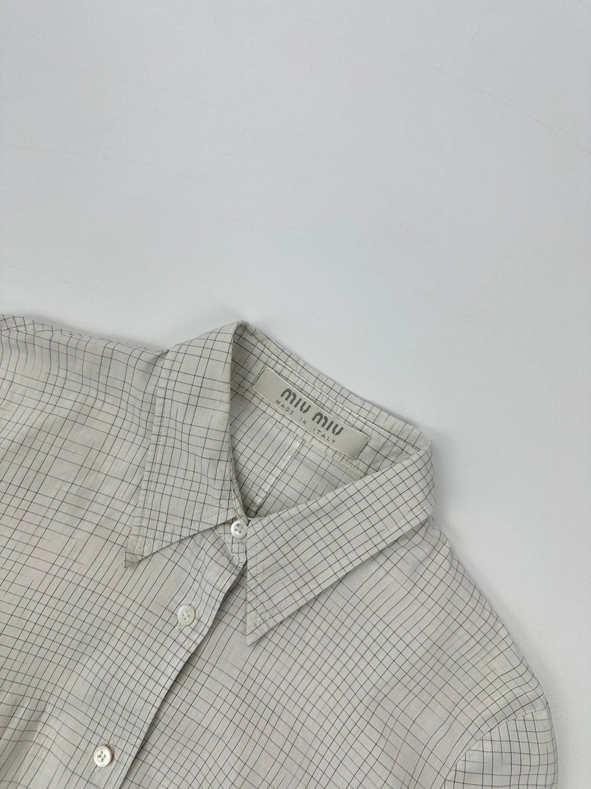 Miu Miu Miu Miu SS2000 White Checkered Plaid Shirt Size L / US 10 / IT 46 - 2 Thumbnail