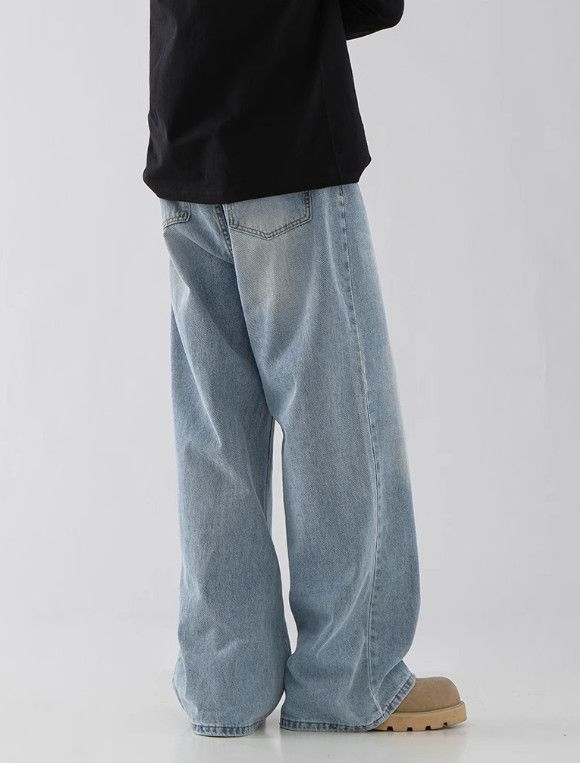 Japanese Brand Men's Retro Casual Washed Clean-Fit Straight-Leg Jeans Size US 32 / EU 48 - 4 Thumbnail