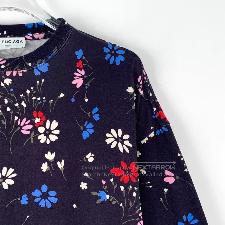 Balenciaga Balenciaga Mixed color floral print cotton round neck shor Size US XS / EU 42 / 0 - 3 Thumbnail