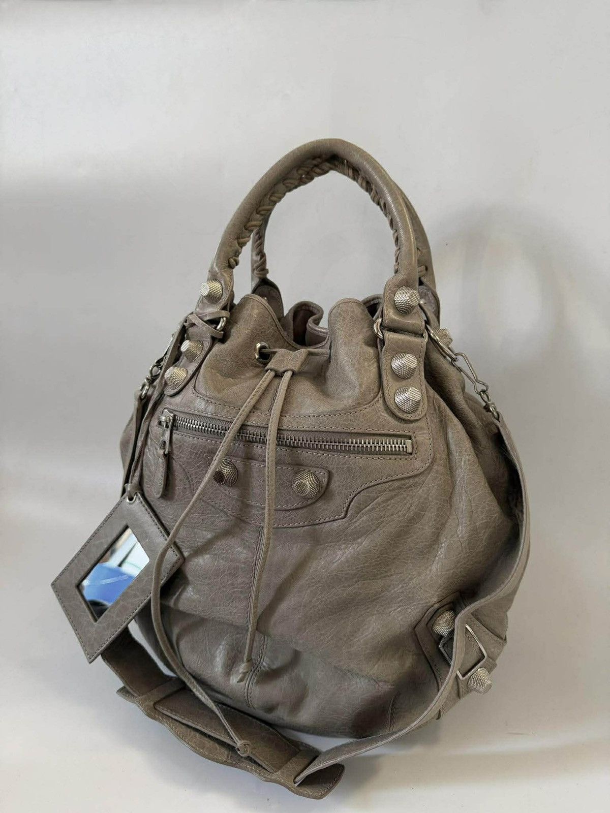 Balenciaga Gray Giant 21 Silver Pompon Bag in Grey, Women's