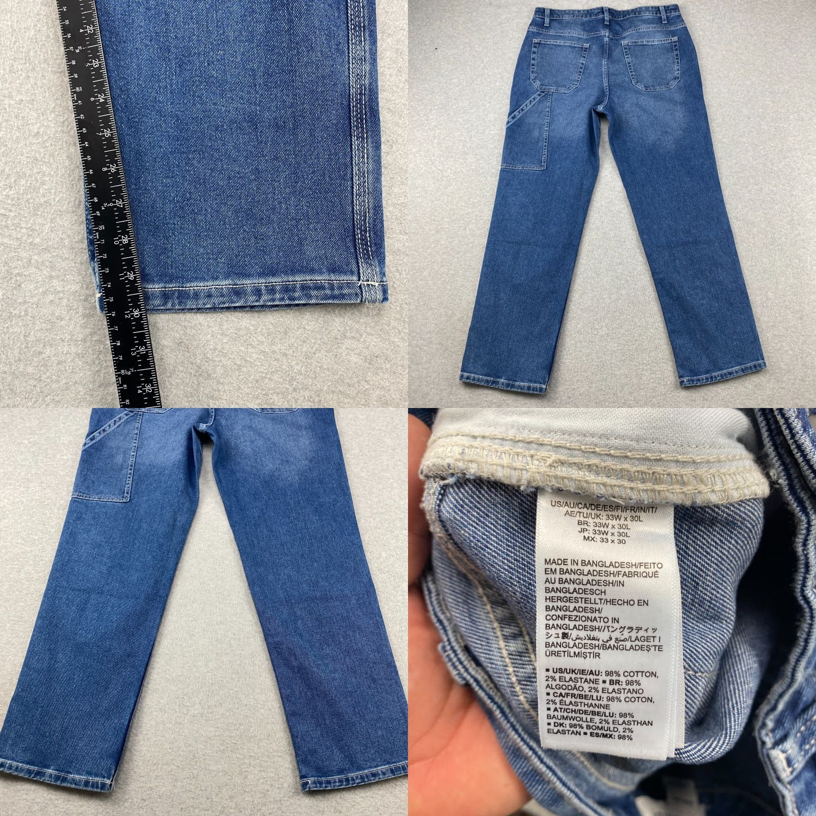 Essentials Amazon Jeans Mens 33X30 Blue Straight Leg Pockets Slim Stretch 5-Pocket Denim Regular Belt Loops 5 Size US 33 - 8 Thumbnail