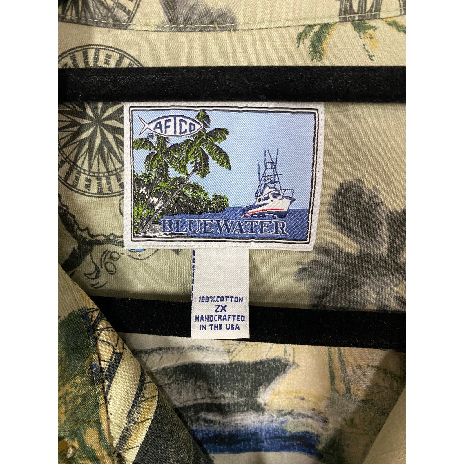 Other AFTCO Bluewater Hawaiian Nautical Cotton Camp Shirt 2XL Size US XXL / EU 58 / 5 - 3 Thumbnail