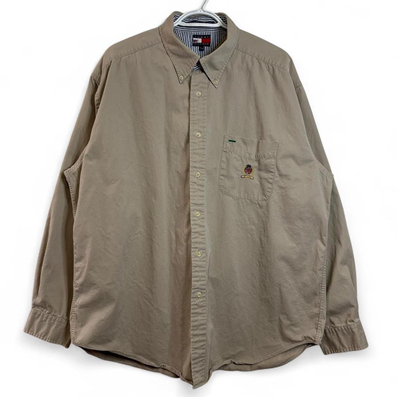 Tommy Hilfiger × Vintage Vintage 90s Tommy Hilfiger Beige Button-Up Shirt Size US XL / EU 56 / 4 - 1 Thumbnail