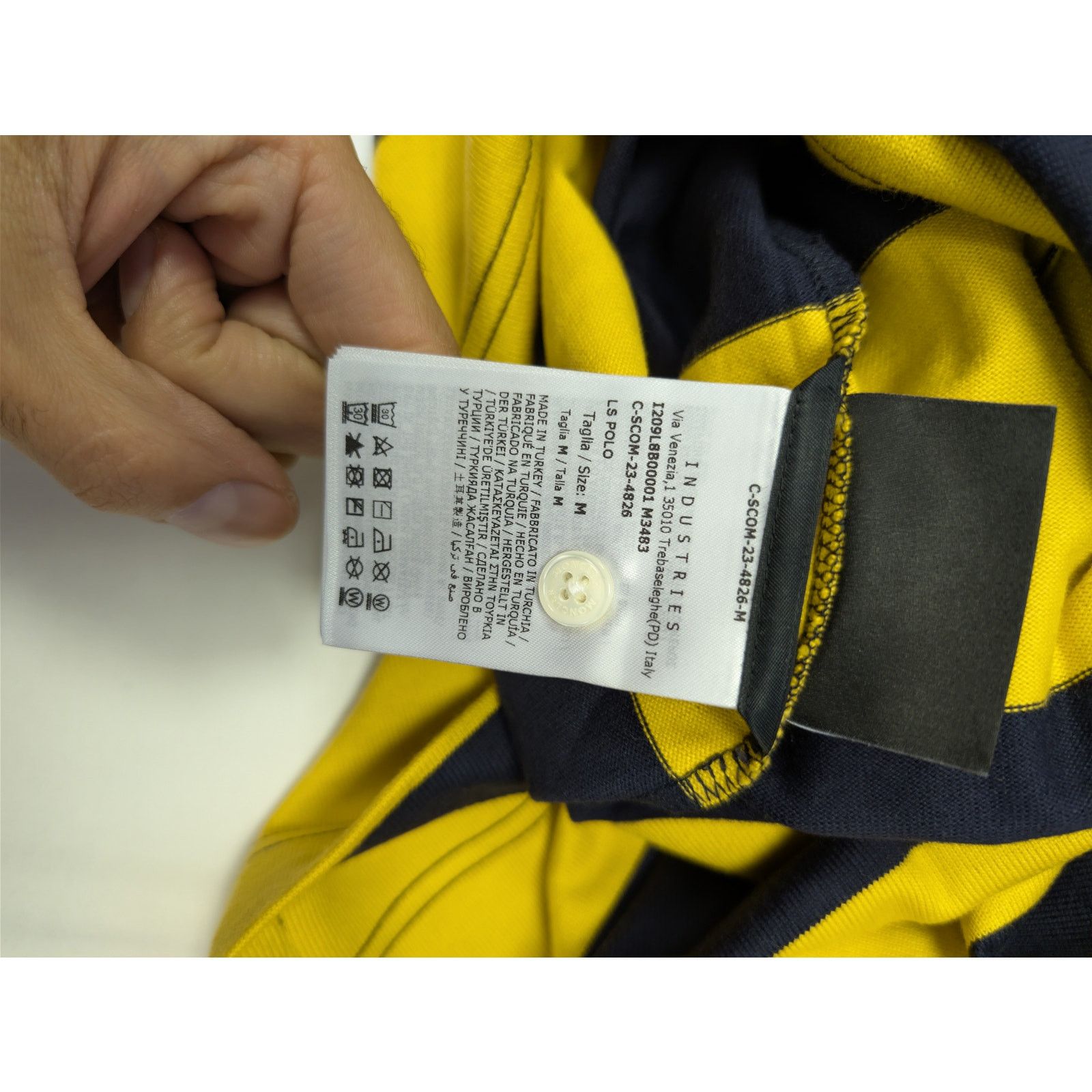 Moncler × Palm Angels o1rshd1 Striped Cotton Polo Shirt in Yellow / Blue Size US M / EU 48-50 / 2 - 16 Thumbnail