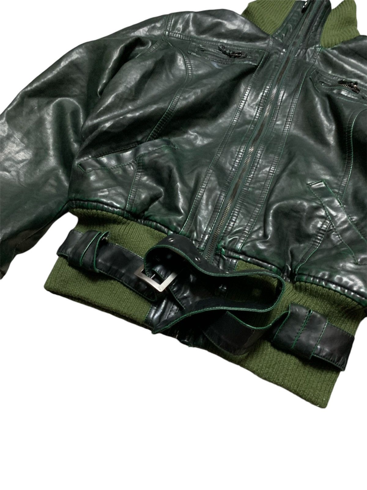 Vintage Cropped Fishbone Vintage Leather jacket Size S / US 4 / IT 40 - 3 Thumbnail