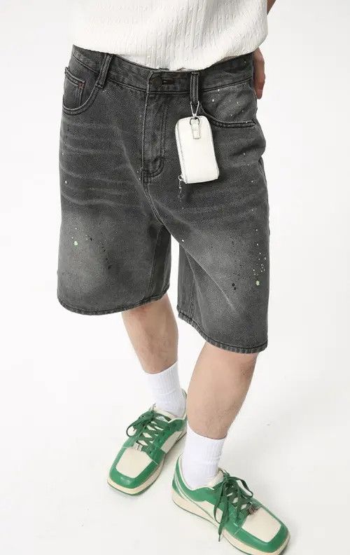 Japanese Brand × Vintage Washed ink design loose wide-leg gray denim shorts Size US 32 / EU 48 - 3 Thumbnail