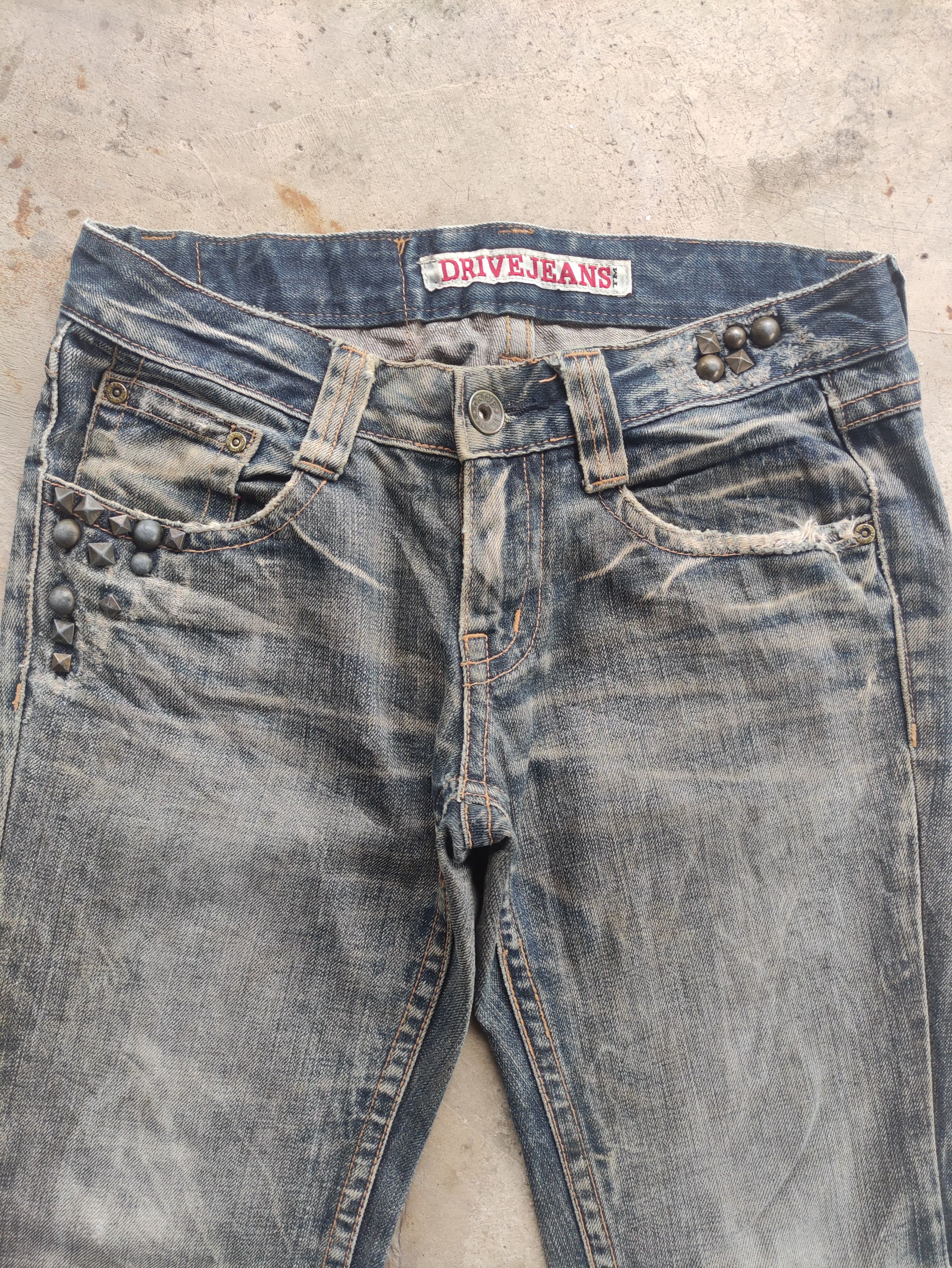 Japanese Brand Vintage DriveJeans Flare Rusty Denim Distressed Faded Pants Size 30" / US 8 / IT 44 - 3 Thumbnail