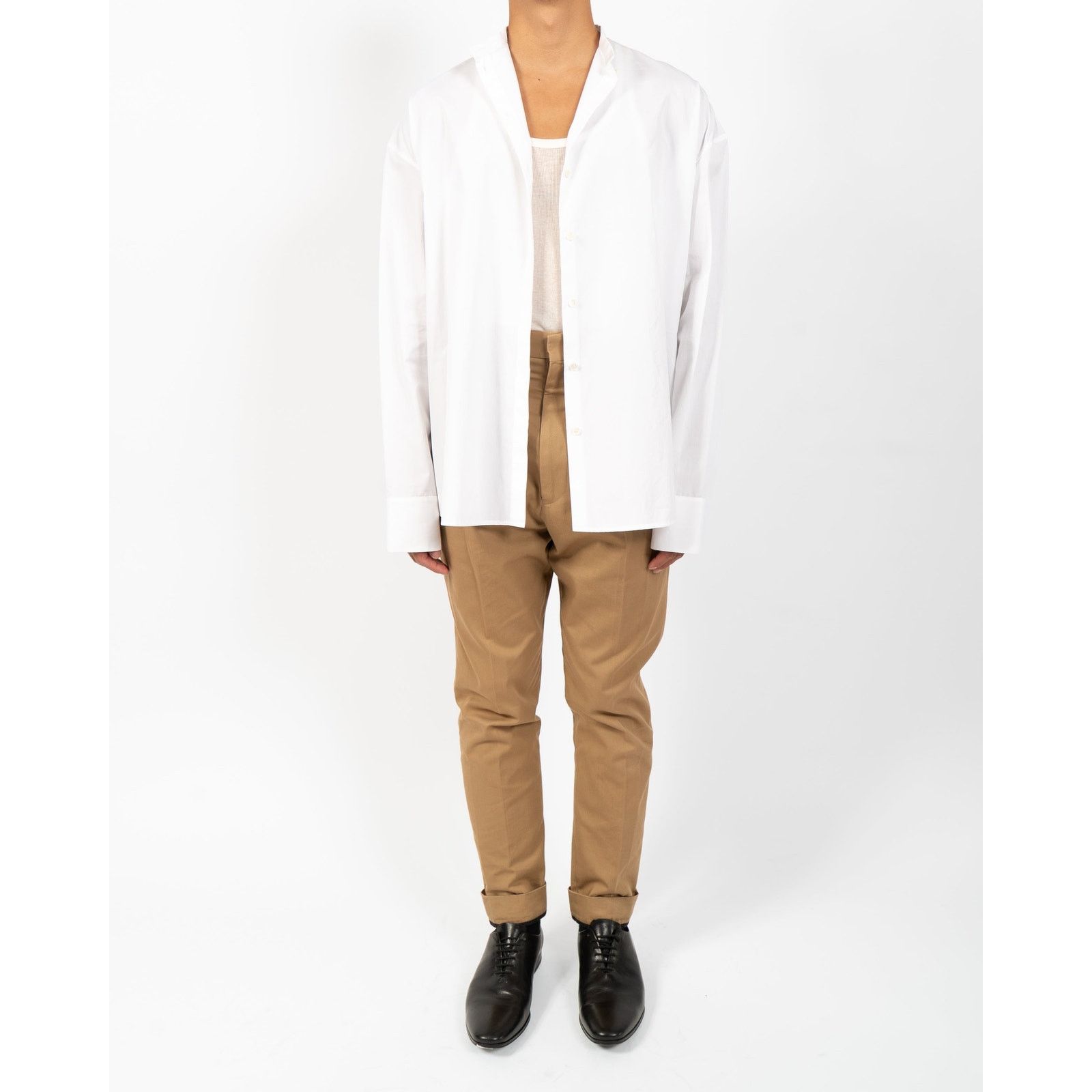 SS18 Oversized Side-Vent Shirt in White Cotton