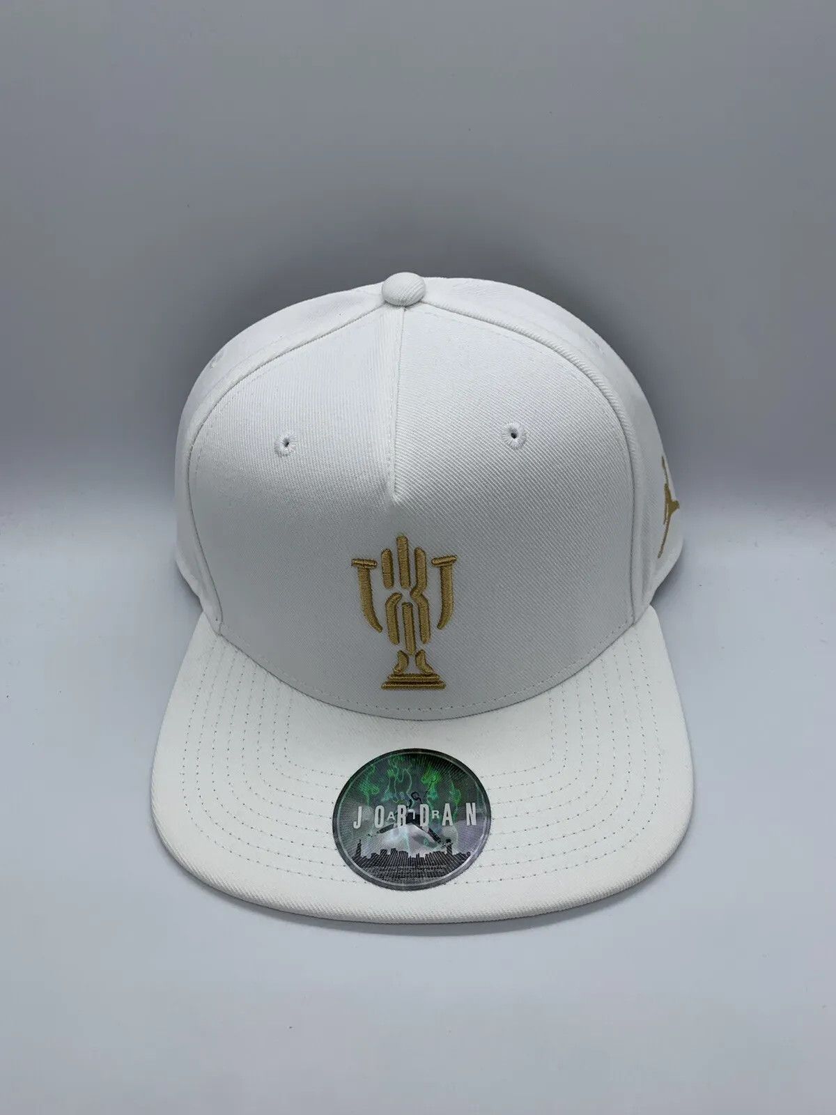 Jordan Trophy Room Logo White Gold Jumpman Hat Snapback Cap