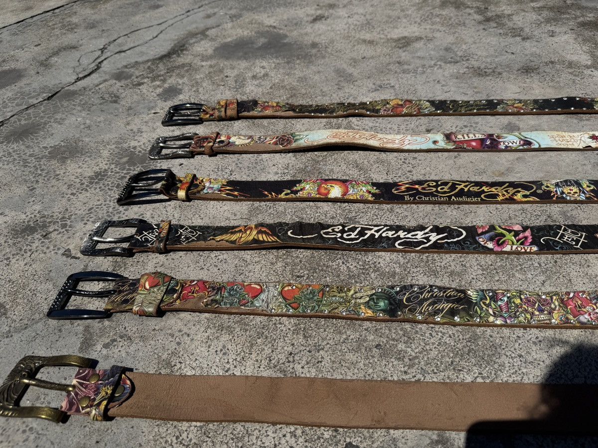 Ed Hardy × Vintage Ed Hardy X Christian Audigier Tattoo Art Leather Belts Size ONE SIZE - 11 Thumbnail