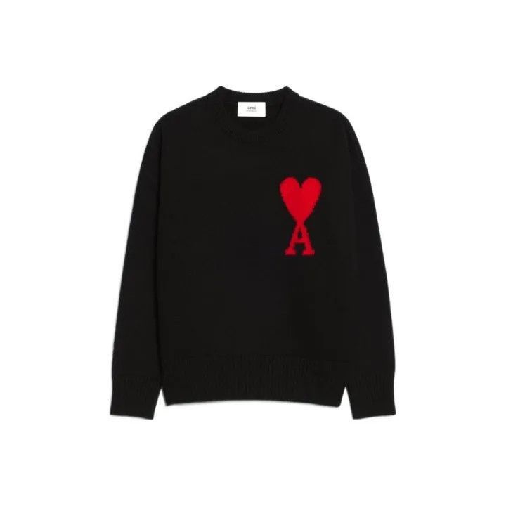 AMI AMIPARIS Black Heart Logo Wool Sweater -2507 Size US M / EU 48-50 / 2 - 1 Thumbnail
