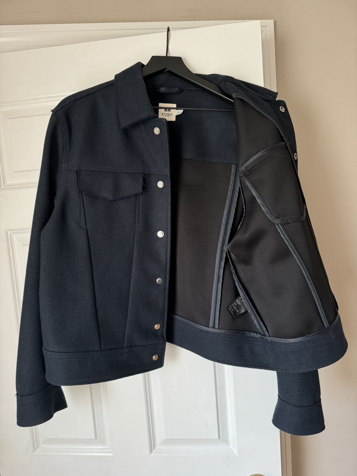 H&M A/W 2016 H&M Studio Wool Trucker Jacket Frayed Size US L / EU 52-54 / 3 - 6 Thumbnail