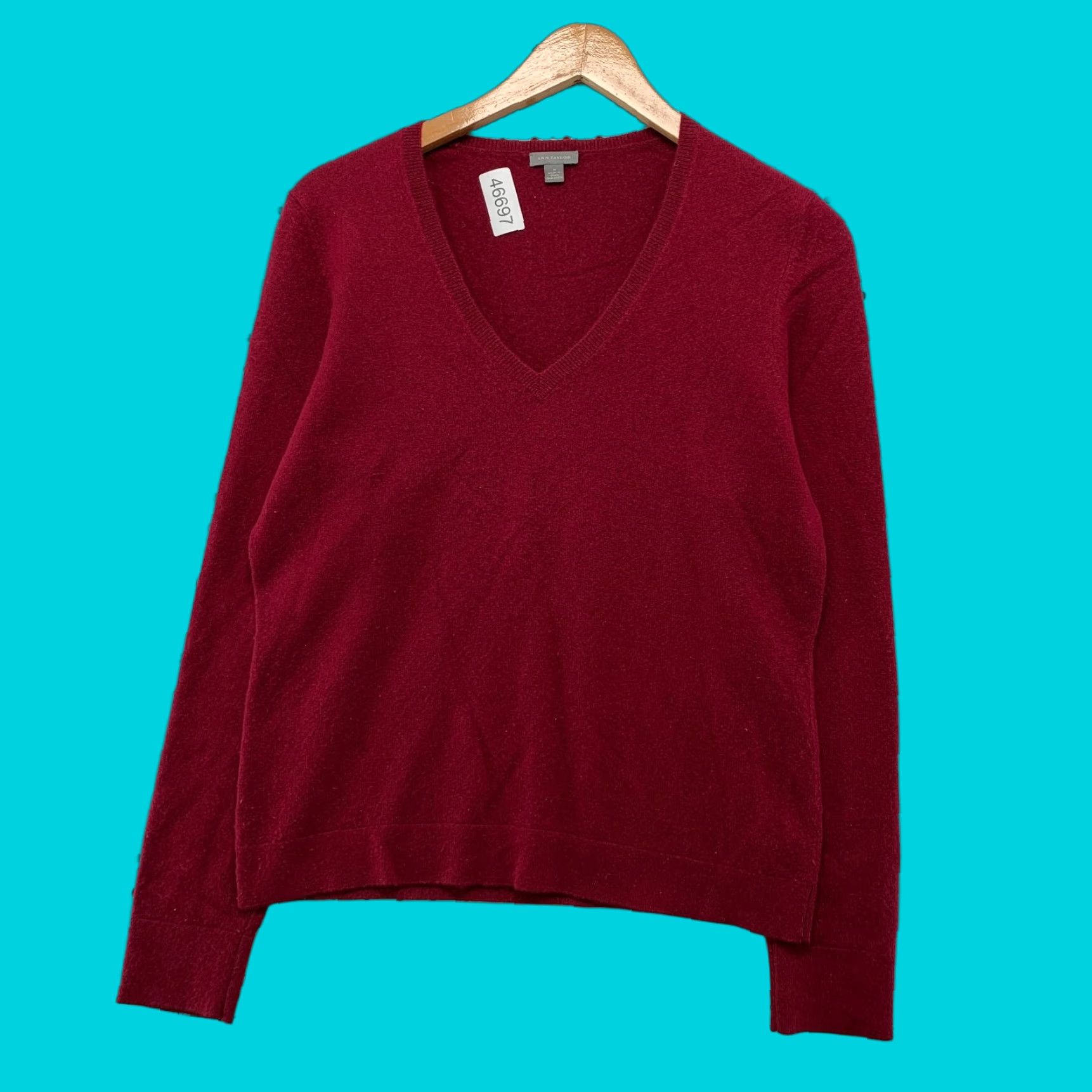 Ann Taylor Ann Taylor 100% Cashmere Sweater Womens M Red V-Neck Pullover Soft Cozy Work Size M / US 6-8 / IT 42-44 - 1 Thumbnail