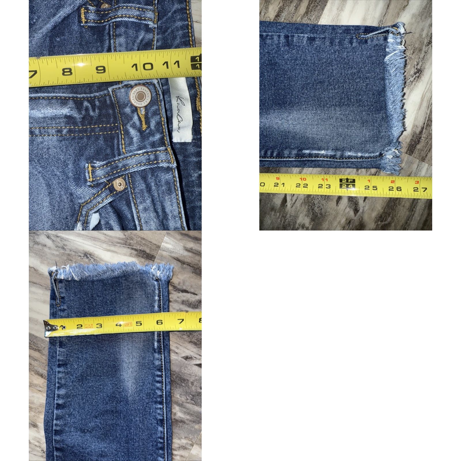 Vintage Kancan Jeans Women’s 27 Denim Distressed Raw Hem Stretch Blue Mid Rise 5-Pocket City Modern Straight Size 27" / US 4 / IT 40 - 9 Thumbnail