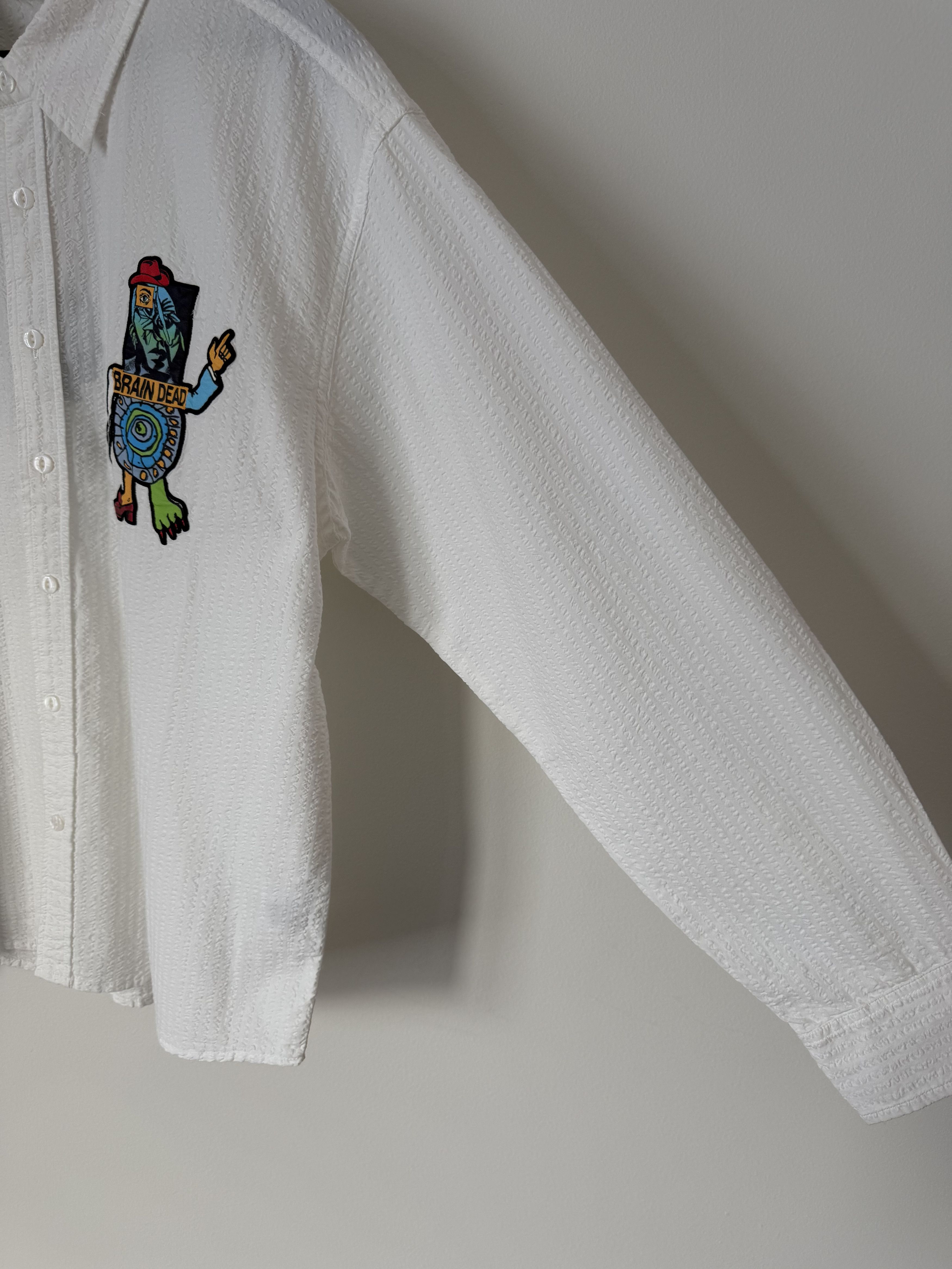 Brain Dead Brain Dead Truth Now Seersucker Shirt in White Size US L / EU 52-54 / 3 - 4 Thumbnail