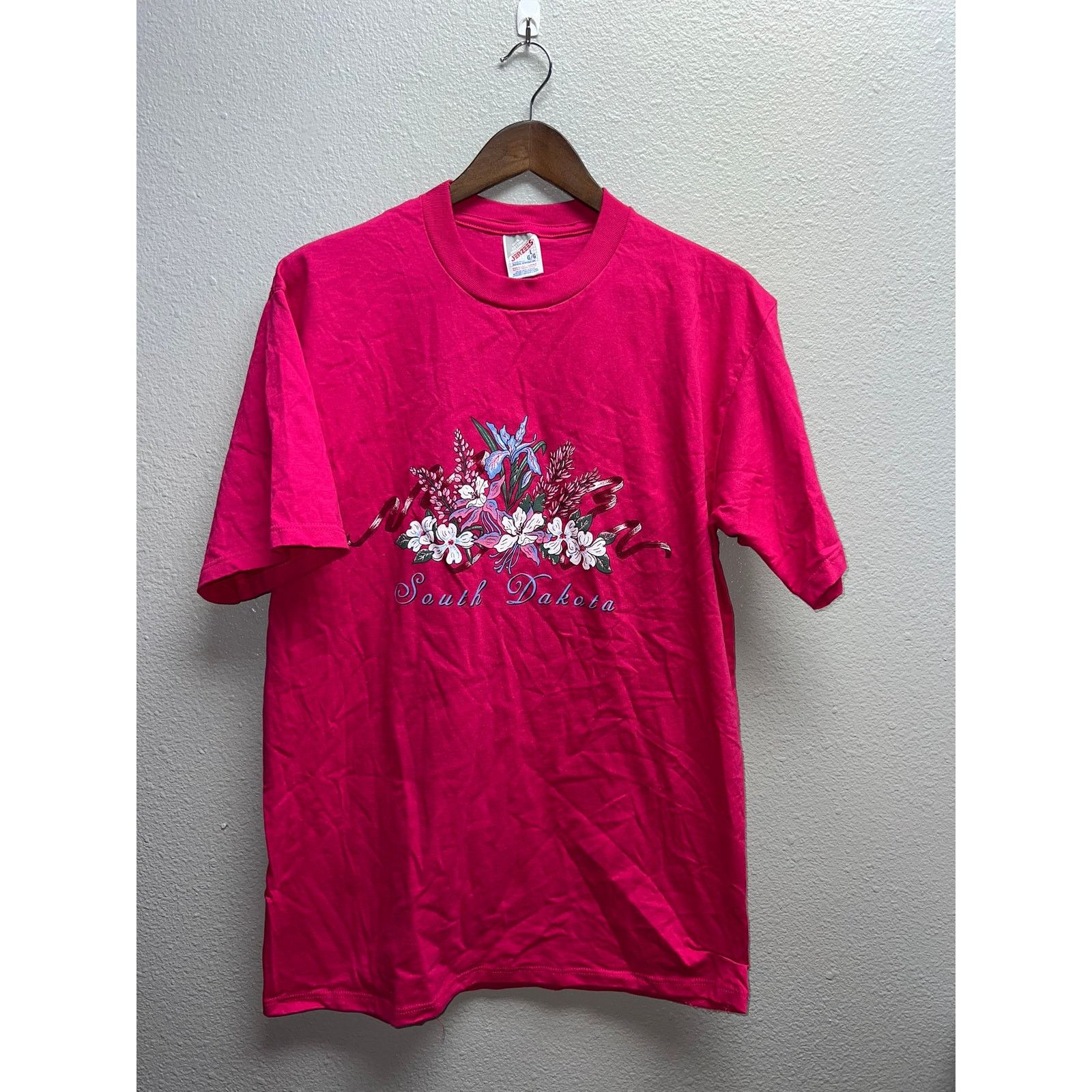 Jerzees Vintage South Dakota Shirt Pink Flower Pink Tee 90s Large L Size US L / EU 52-54 / 3 - 1 Thumbnail