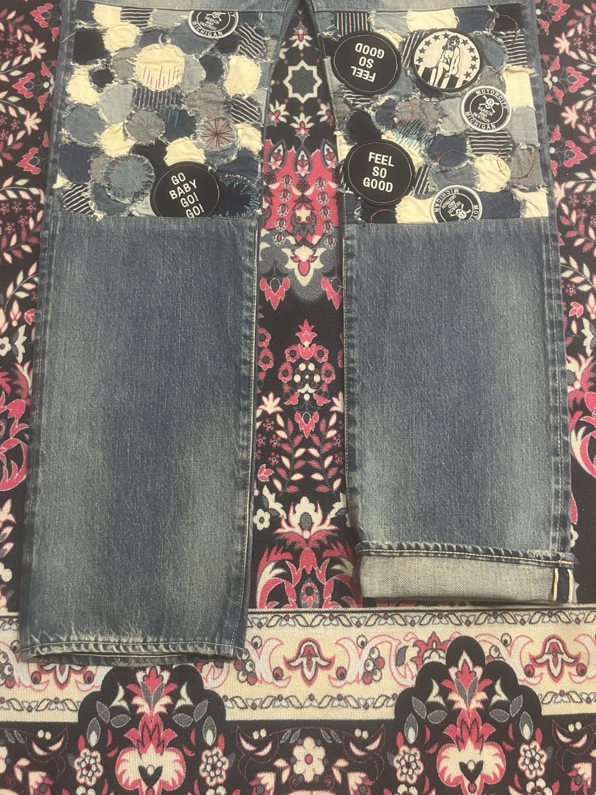 Hysteric Glamour Hysteric Glamour Naked Pin Up Girl Patchwork Selvedge Jeans Size US 32 / EU 48 - 12 Thumbnail