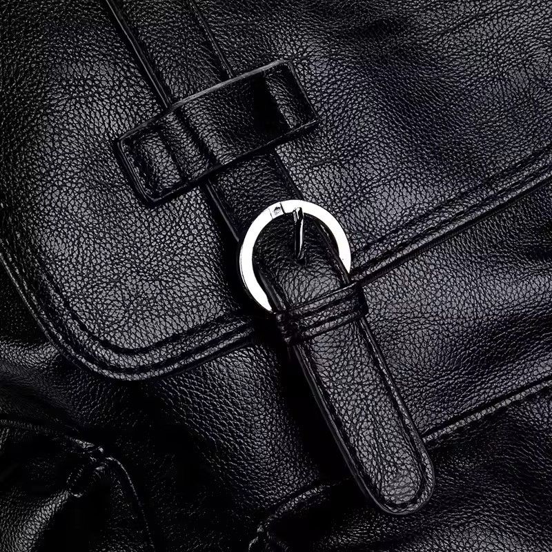 Japanese Brand Large Capacity Streetwear PU Leather Backpack Bag Size ONE SIZE - 6 Thumbnail