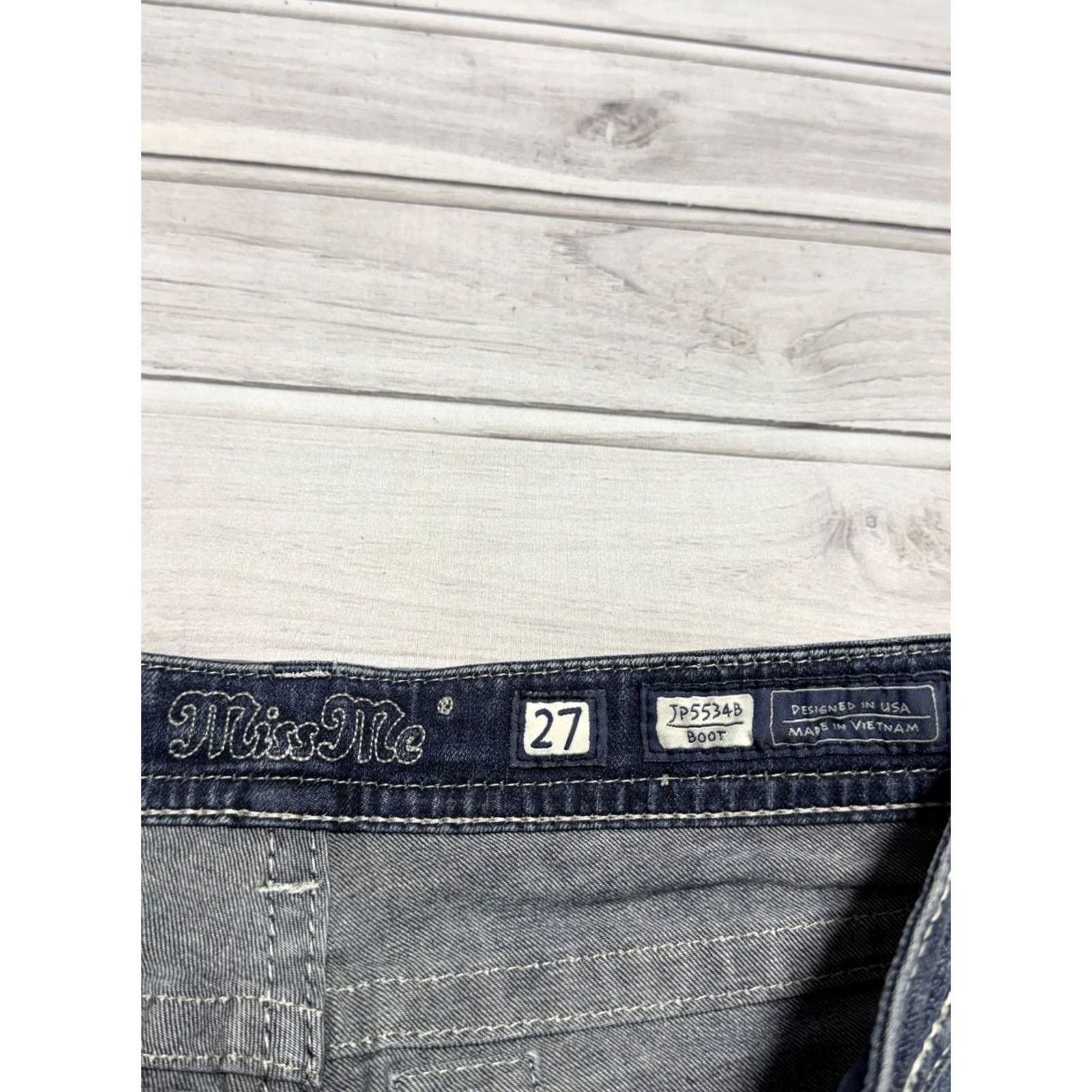 Miss Me Miss Me Jeans 27 Blue Bootcut Studded Bling Thick Stitch Denim Pants JP5534B Jeans Size 27" / US 4 / IT 40 - 5 Thumbnail