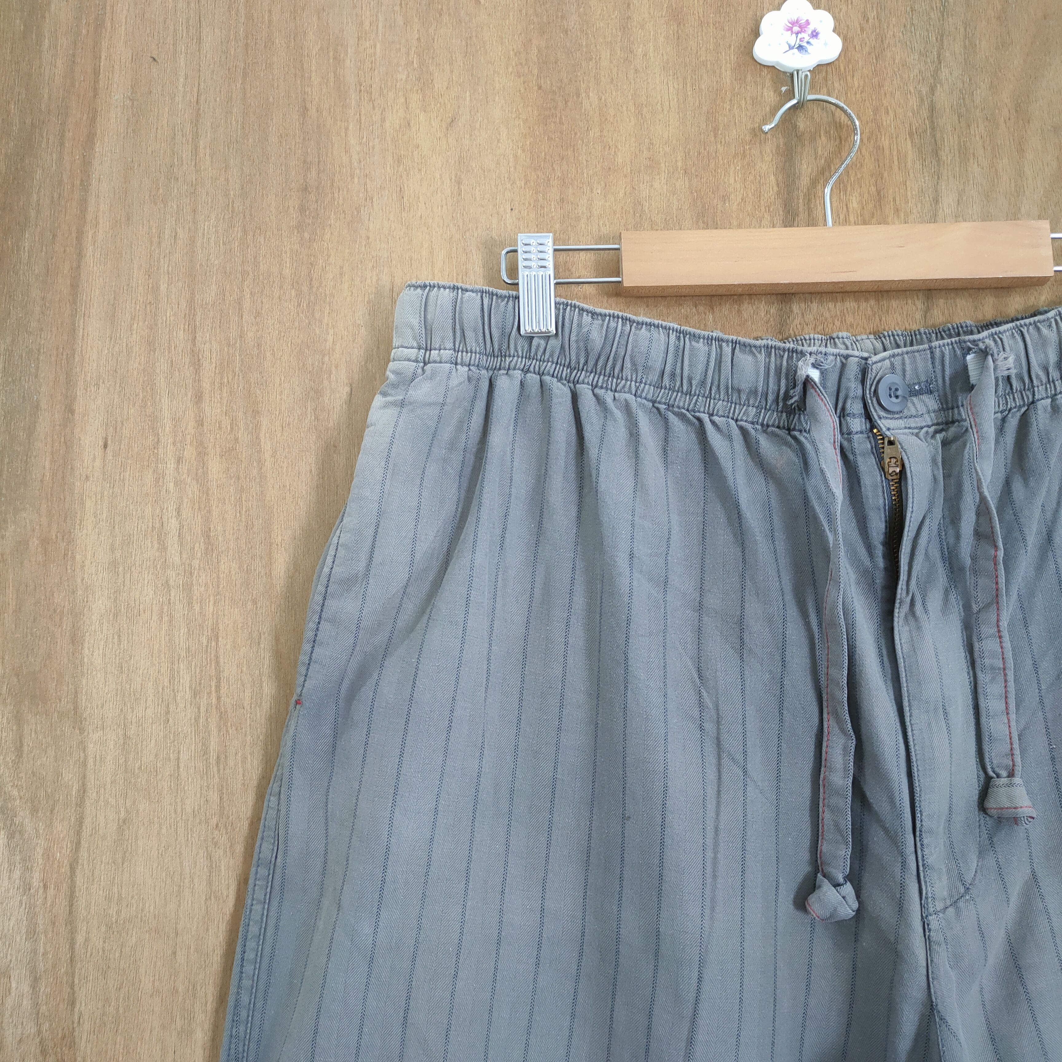 Japanese Brand VINTAGE SPRING WAIST FADED BROWN STRIPED BAGGY PANTS Size US 38 / EU 54 - 5 Thumbnail