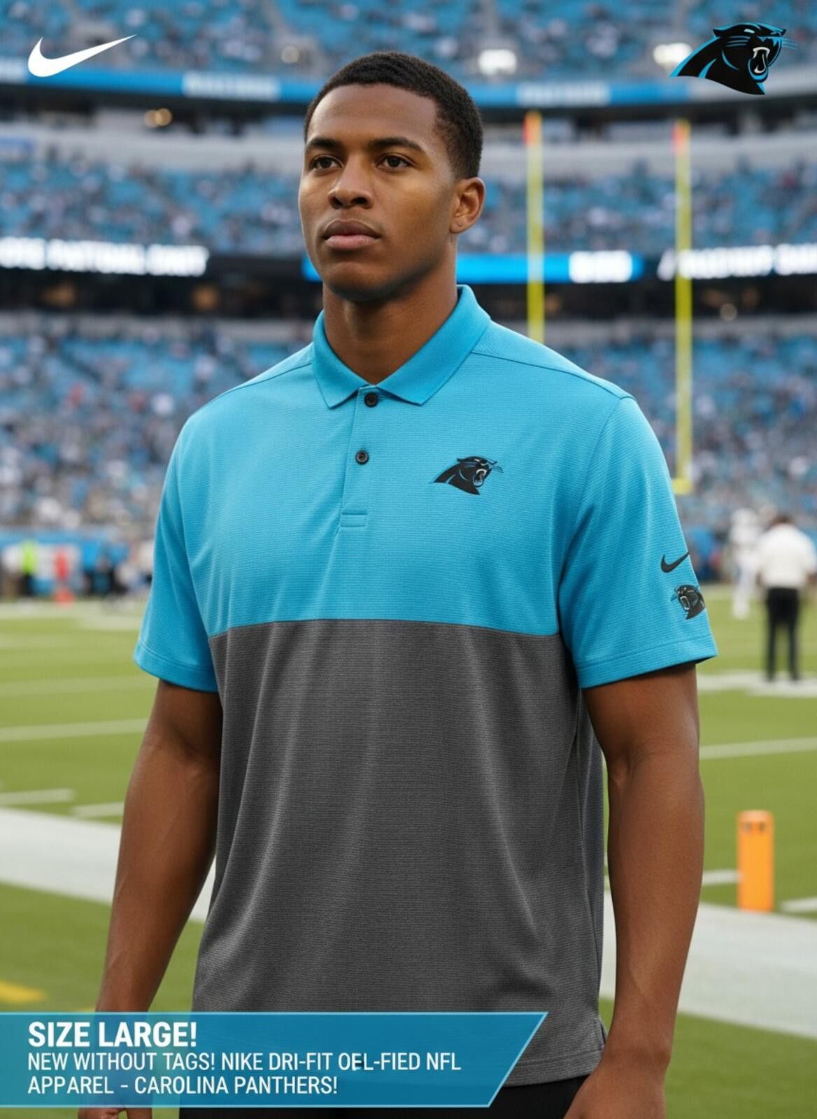 Nike Nike Dri-Fit Carolina Panthers NFL Polo Shirt Large Size US L / EU 52-54 / 3 - 1 Thumbnail
